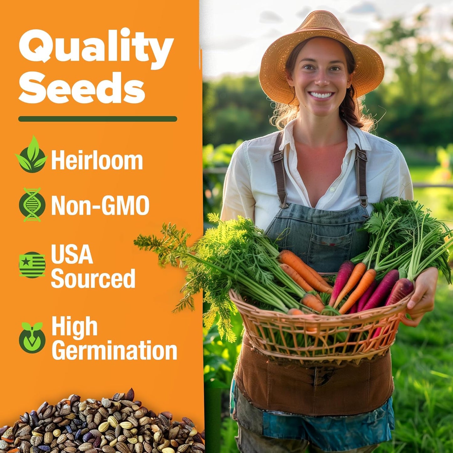 HOME GROWN π¨π¦π π£π₯ππ ππ¨π Rainbow Carrot Seeds β 2500+ Heirloom Seeds (10 Varieties) β High Germination, π‘π’π‘-ππ π’ Vegetable Seeds for Planting Indoors or Outdoor Home Garden