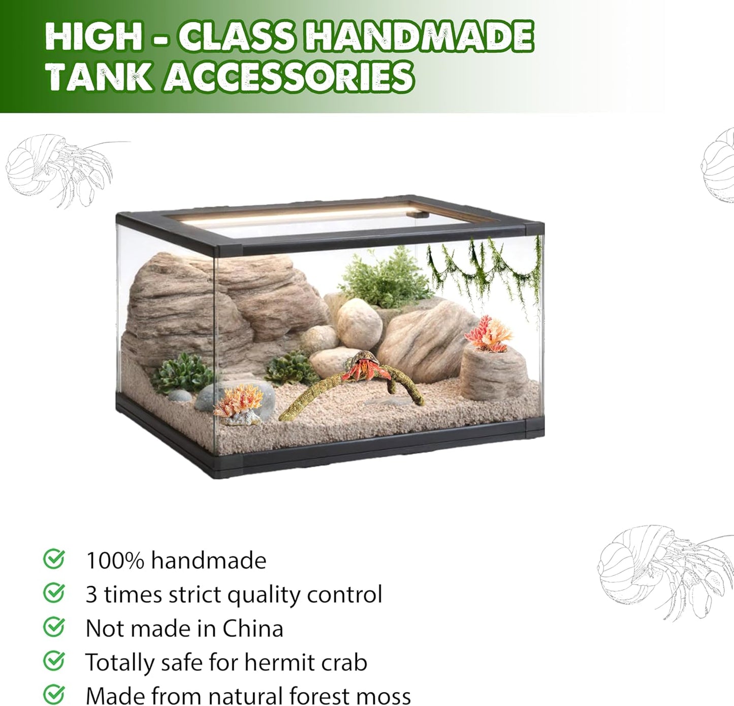 Duspro Hermit Crab Climbing Toys โ Y Shaped Flexible Moss Pole Wrapped in Soft Yarn and Forest Moss, Hermit Crab Accessories and Easy-to-Use Hermit Crabs Supplies โ Perfect for Climbing (12 inches)