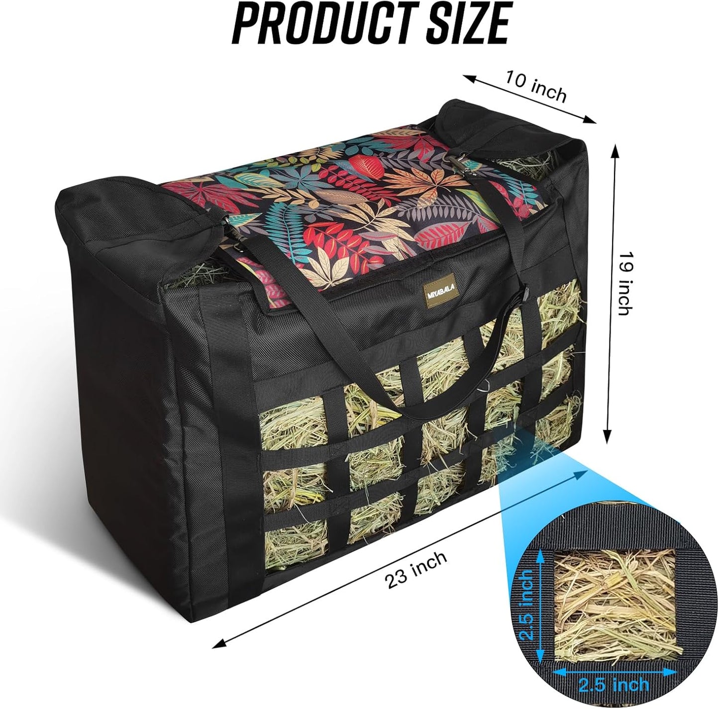 Hay Bag for Horses,Slow Feeder for Horse/Donkey/Goat, Premium 1680D Oxford Cloth,Easy to Fill and Hang with Extra Large Opening(Leaf)