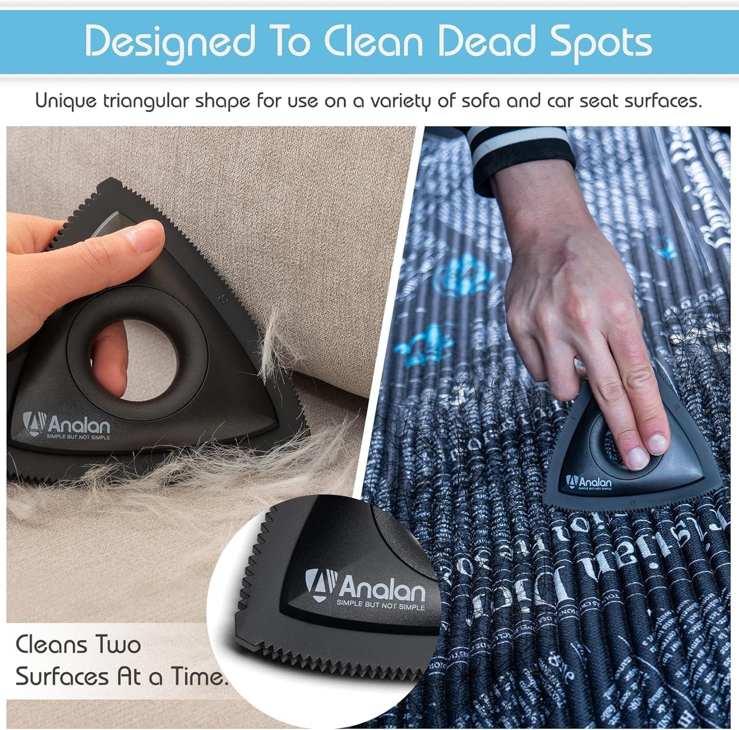 Analan Mini Pet Hair Remover for Car Detailing Supplies, Carpet Dog Hair Remover for Car Interior, Triangle Dog Hair Remover for Auto Detailing, Couch, Furniture, Lint, Carpet (Forest Green)