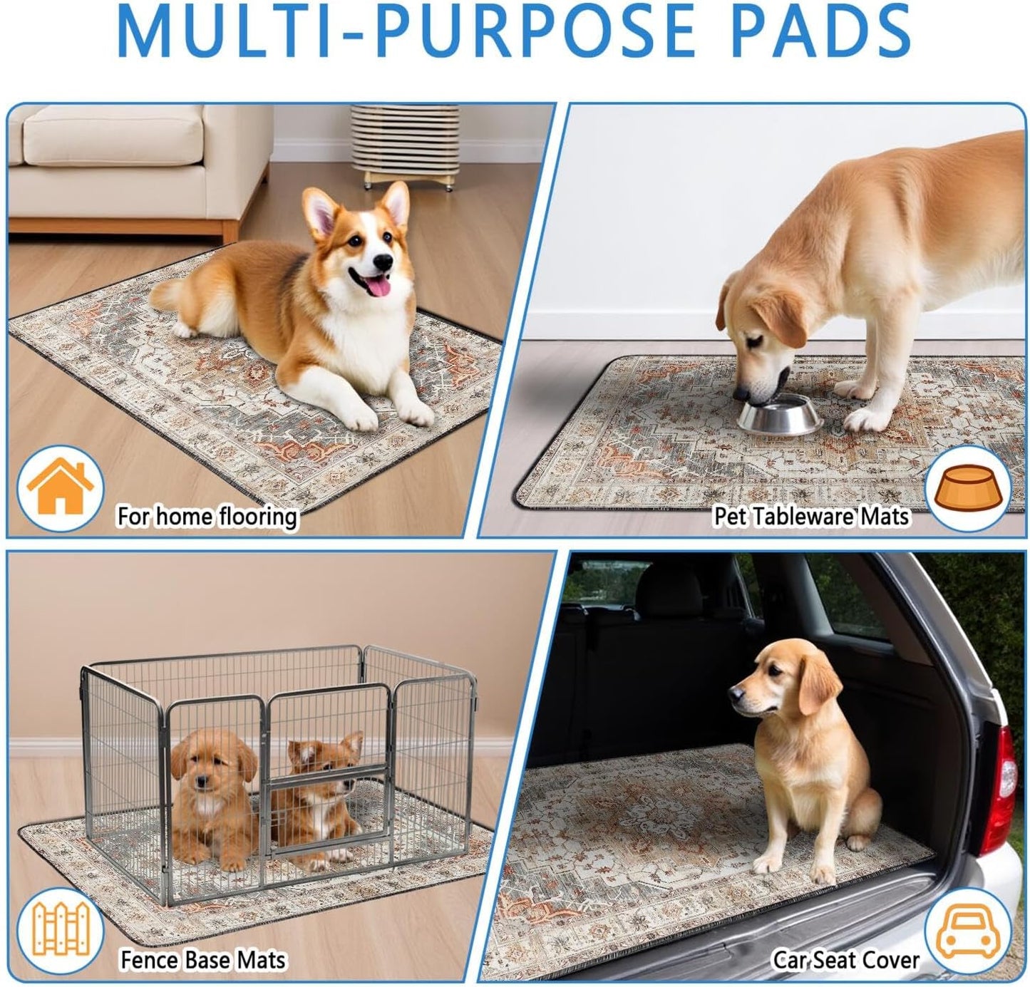 Washable Pee Pads for Dogs 2 Pack, Absorbent Reusable Puppy Pads Waterproof, Leakproof & Non-Slip Whelping Pad, Potty Training Pads for Dogs Playpen Mat 24x36