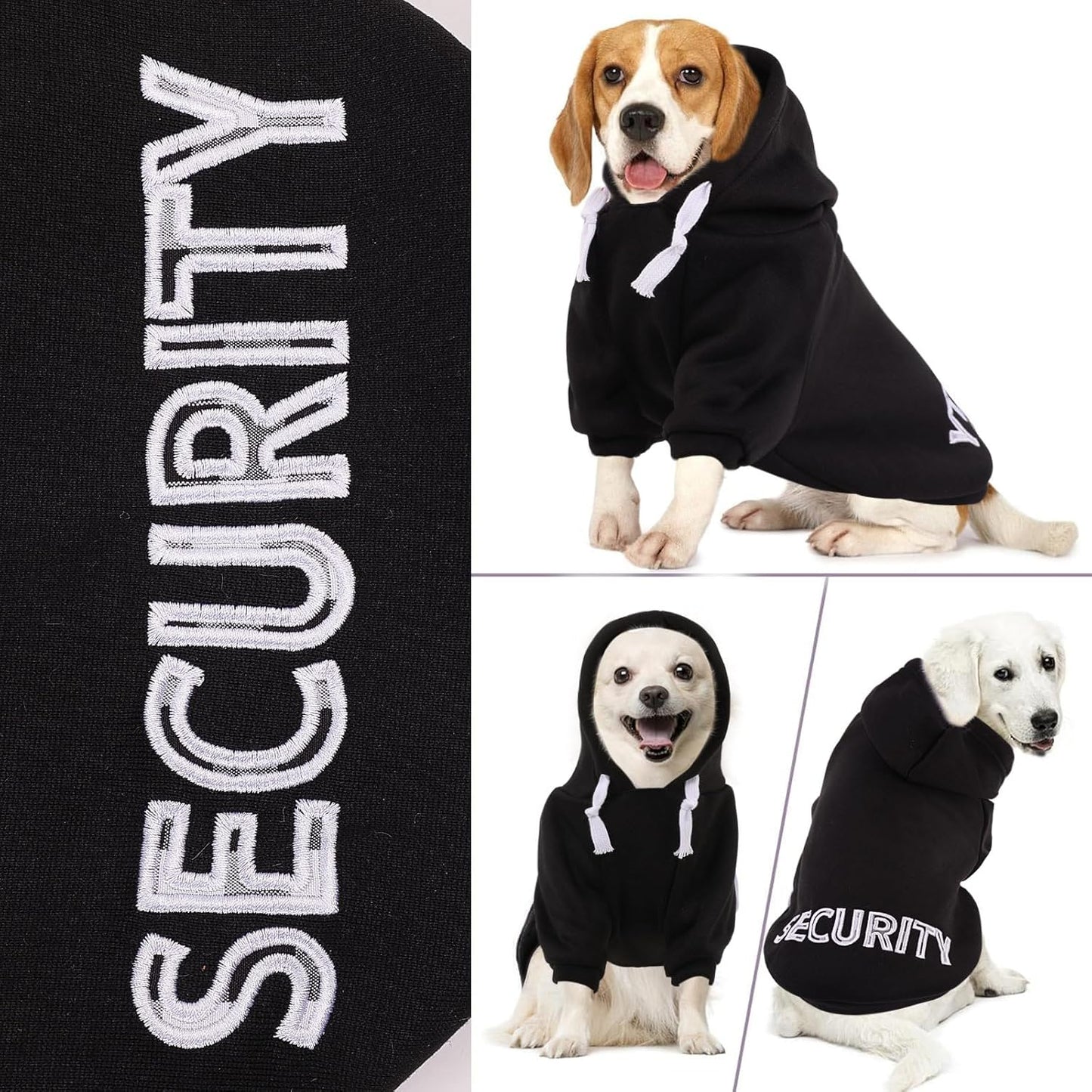 SAWMONG Dog Hoodie,Flannel Pet Hooded Sweater with Hat Puppy Pullover Sweater Shirt,Dog (Security Black,XL)