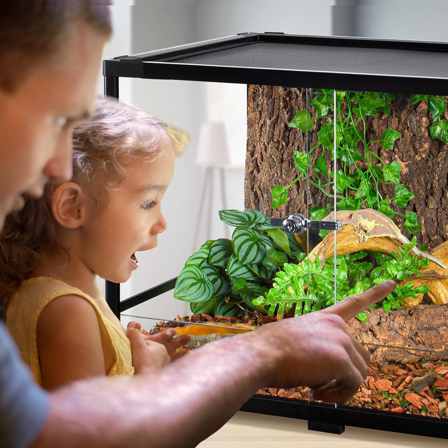 34 Gallon Reptile Tank, Glass Reptiles Terrarium 24" x 18" x 18", Sliding Door, Top Ventilation, Cable Pass, Humidify Hole, Glass Reptile Cage Habitat for Bearded Dragon, Lizard, Snake, Gecko