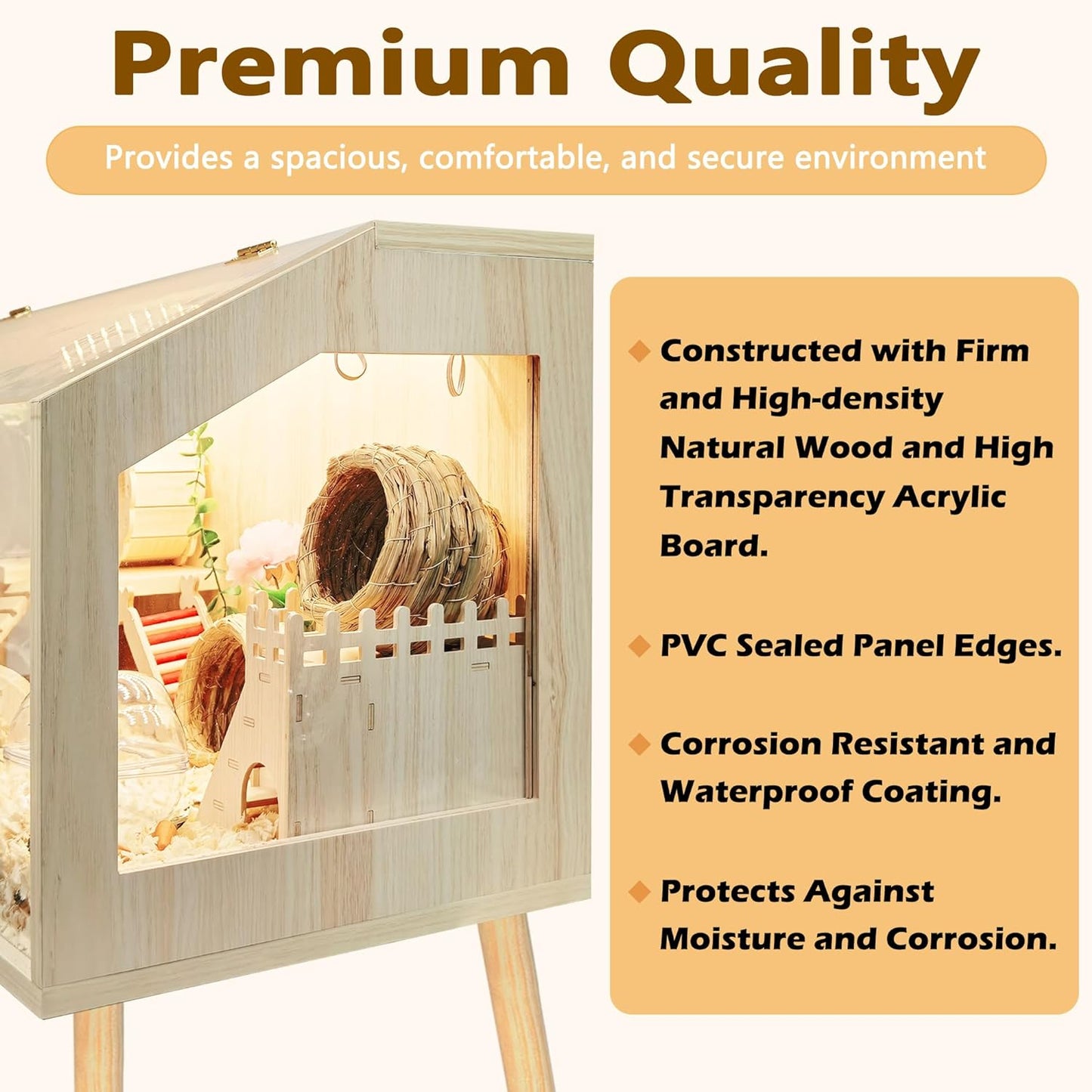 Prolee Hamster Cage with Legs, Guinea Pig Cages Chew Proof, Hamster House, Hamster Cages and Habitats, 24" L x 16" W x 40" H