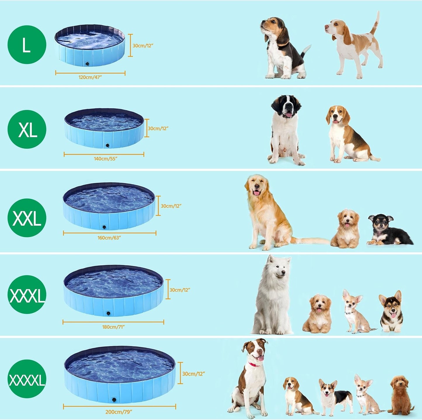 Yaheetech Foldable Dog Pet Bath Pool Hard Plastic Doggy Duck Swimming Pool Collapsible PVC Outdoor Bathing Tub Dog Pools for Large Medium Small Dogs XXXL