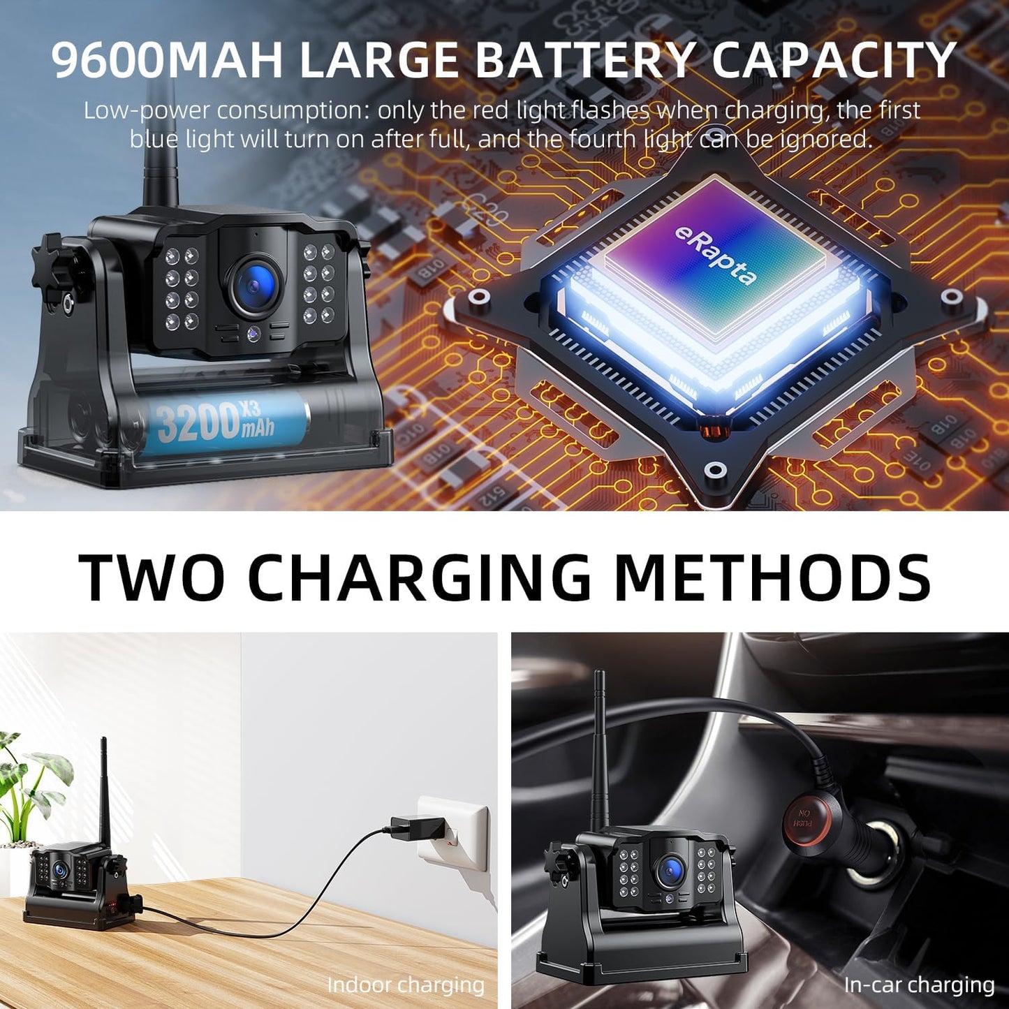 eRapta Wireless Backup Camera Magnetic: 5” Portable, 1-Min Install-Free Trailer Backup Camera with FHD1080P, Infrared Night Vision, 150° Wide-Angle View for Trailer/RV/Truck/Car/Tractor ACT501