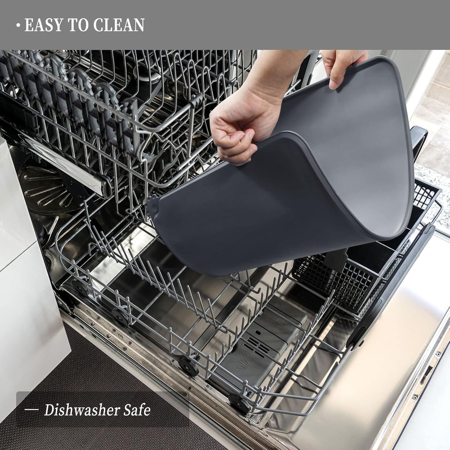 Waterproof Pet Feeding Mat with High Raised Edges, Heavier and Thicker Placemats for Cat Dog Water Bowl with BPA Free, Dogs Cats Food Mats for Messy Drinkers to Prevent Spill and Protect Floors