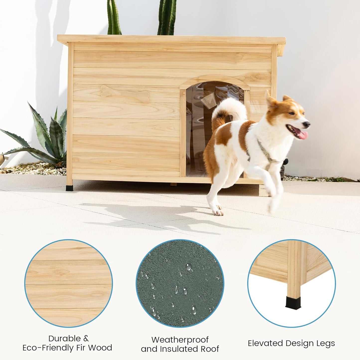 Large Solid Wooden Dog House,Suitable for Both Indoor and Outdoor, Suitable for Large Dogs and Animals of The Following Size, Easy to Clean,Can DIY,45.75" W x 31.25" D x 32.5" H