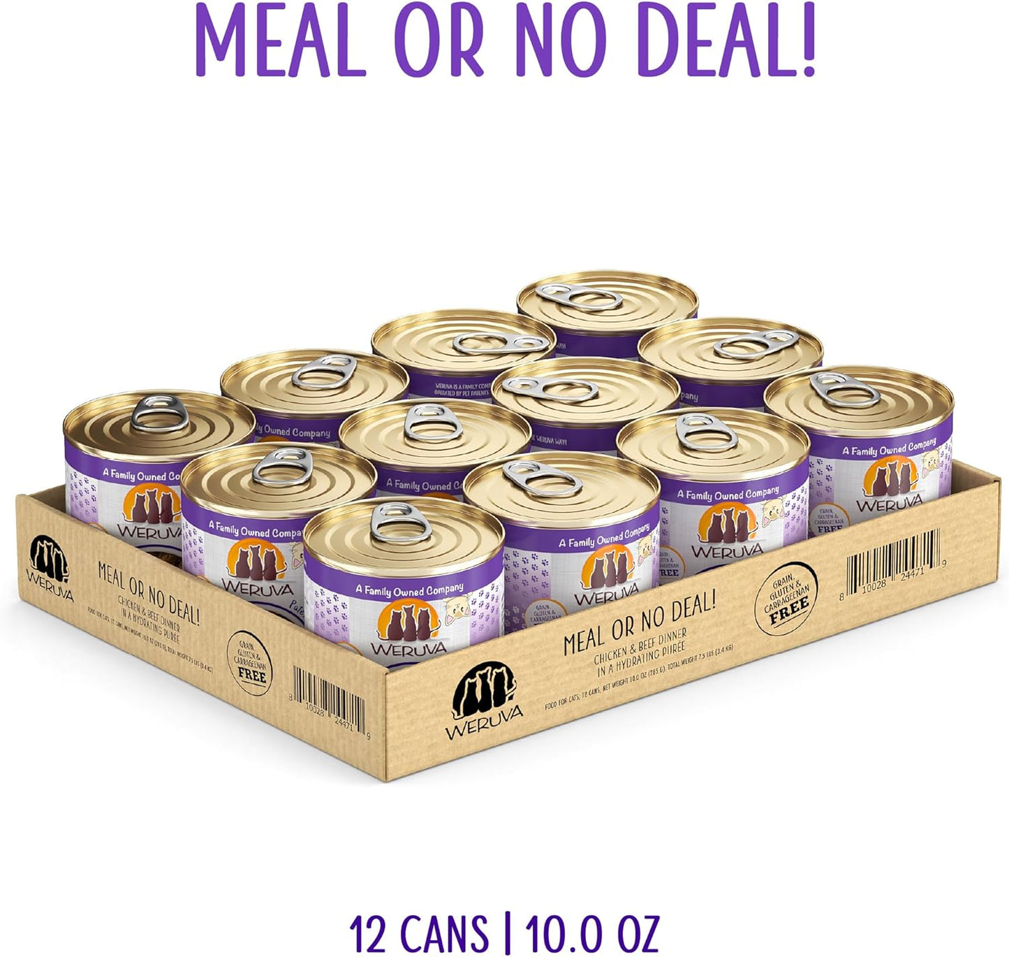 Weruva Wet Cat Food, Meal or No Deal with Chicken and Beef Pate, 10oz Can, Pack of 12