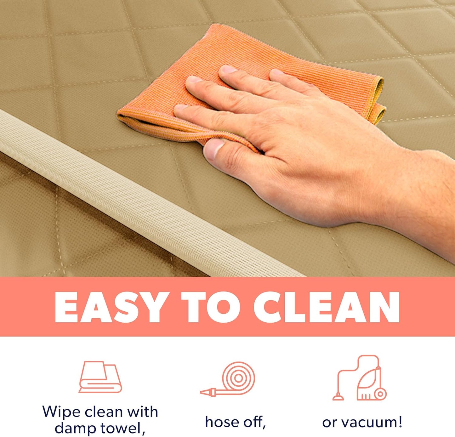 Active Pets Dog Car Seat Cover, Waterproof Front Seat Protector for SUV Truck Sedan, Pet Safety Travel Comfort System with Universal Fit, Beige