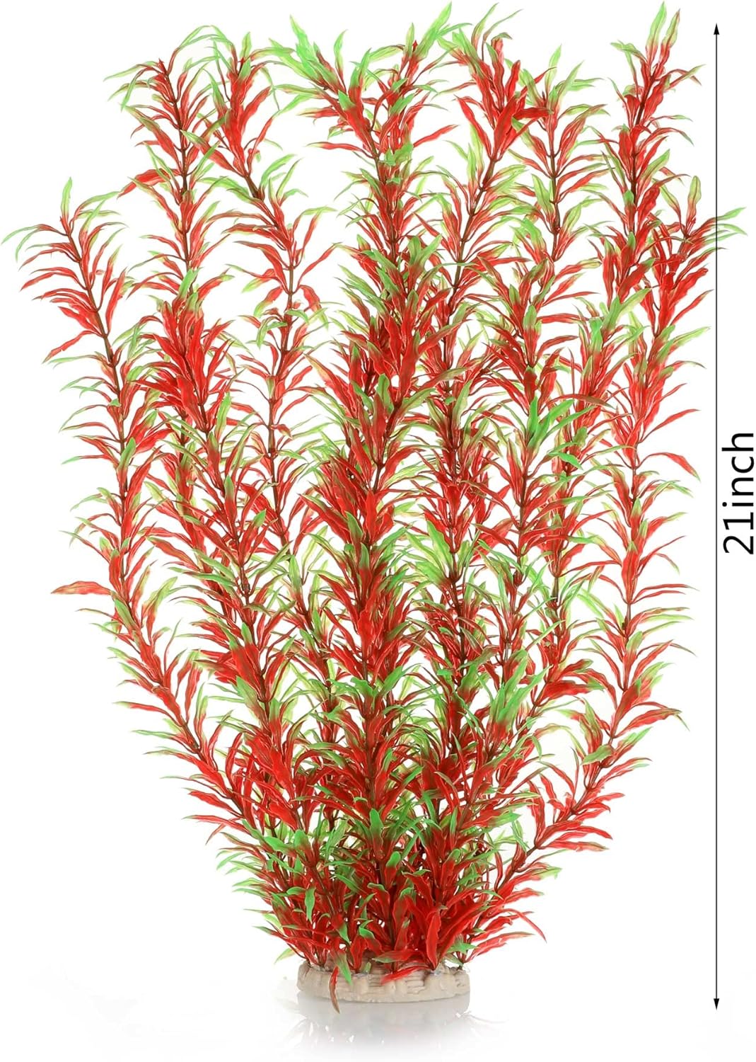 JIHAQUA Aquarium Decor Plastic Plants Extra Large 21 Inches Artificial Fish Tank Plants Tall Fish Tank Decorations (Wine 2pcs)