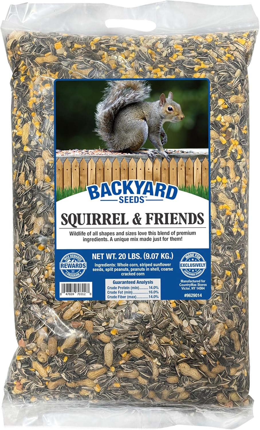 CountryMax Backyard Seeds Squirrel and Friends Wildlife Feed – 20 lb Non-GMO Mix for Squirrels, Deer, Birds, Rabbits, Chipmunks & More – All-Natural Backyard Animal Food
