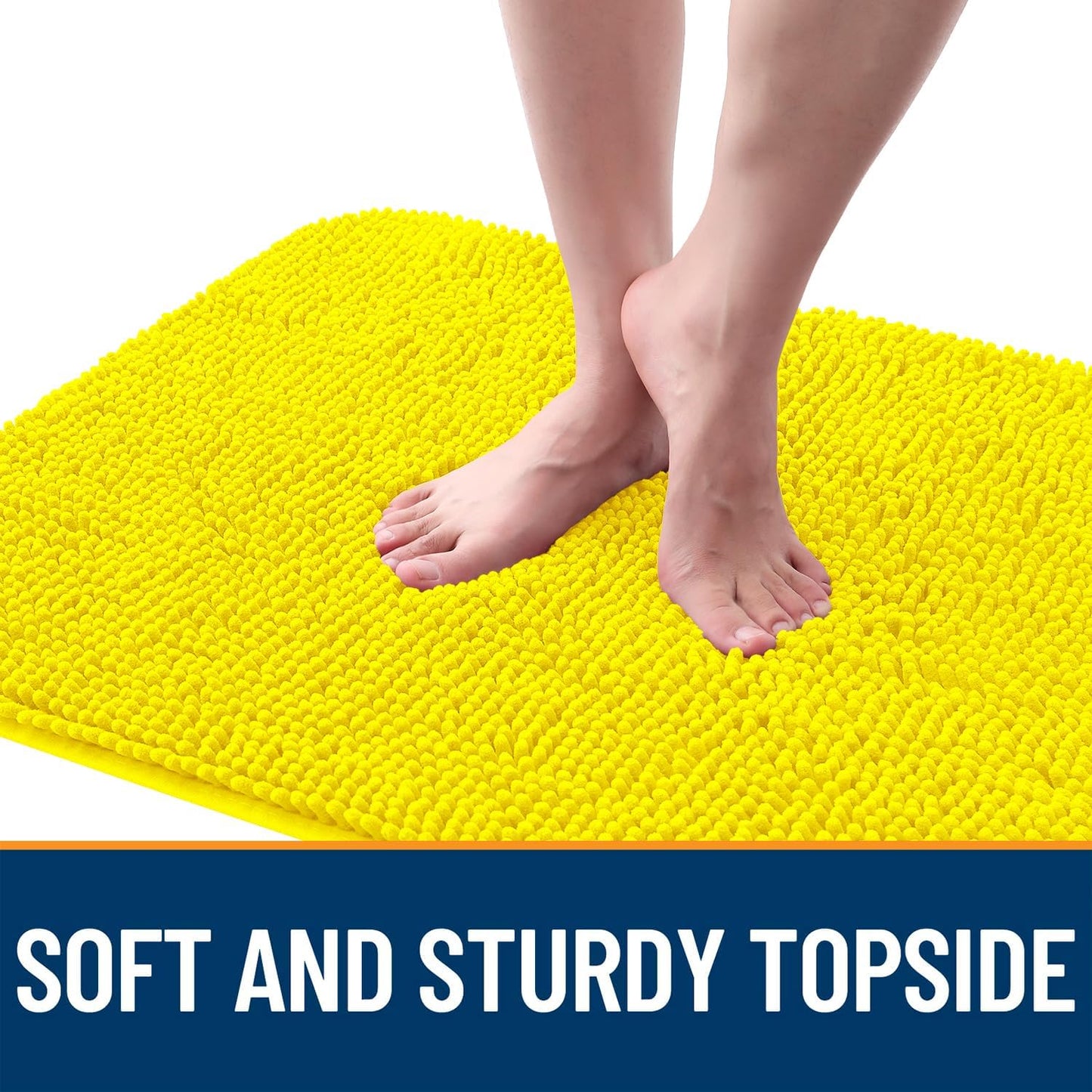 OLANLY Dog Door Mat for Muddy Paws 30x20, Absorbs Moisture and Dirt, Absorbent Non-Slip Washable Doormat, Quick Dry Chenille Mud Mat, Entry Indoor Entryway Carpet for Inside Floor, Lemon Yellow