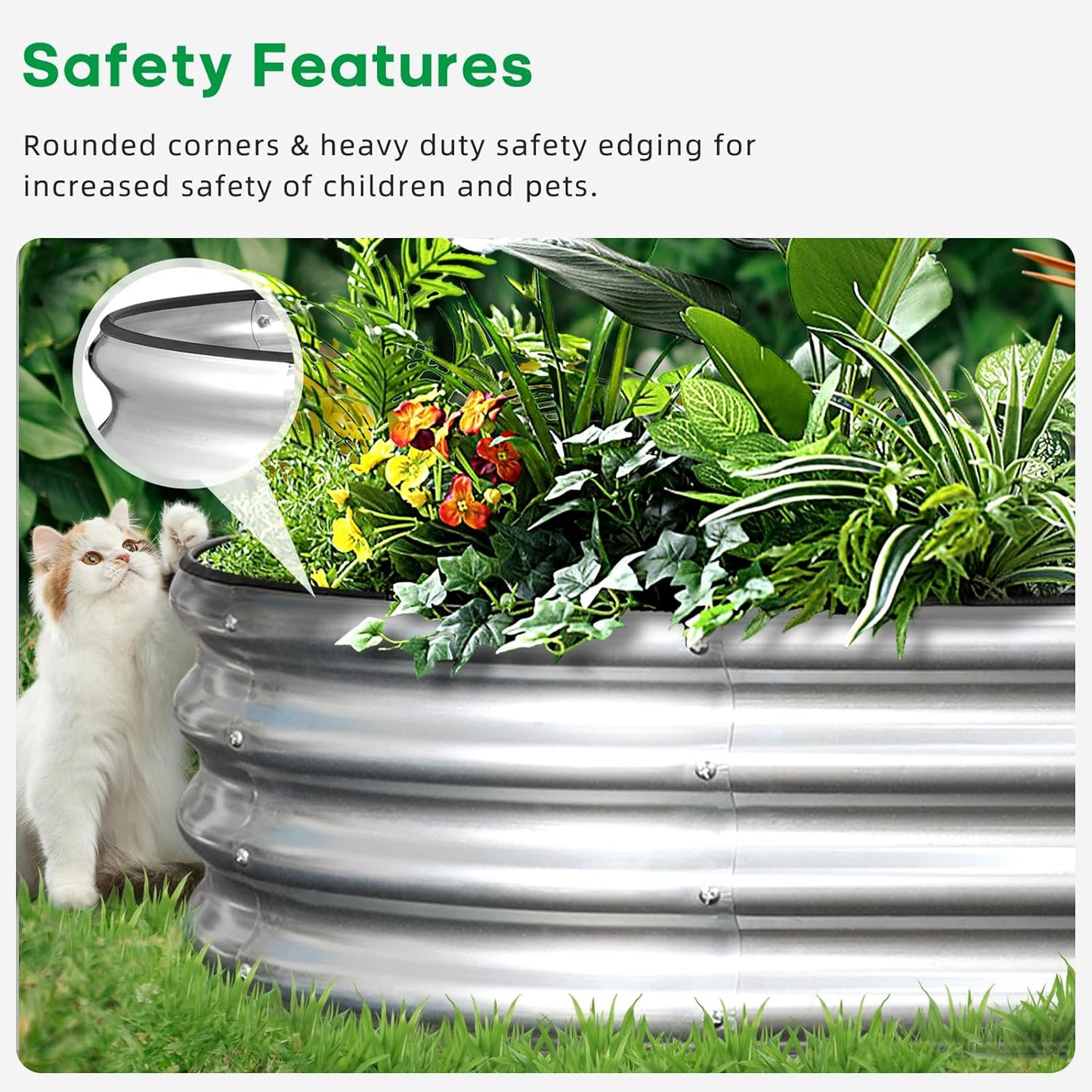 JERIA 2 Pcs 6×3×1ft Oval Raised Garden Bed,Galvanized Raised Garden Bed Kit Outdoor Metal Gardening Planter Box for Vegetable, Fruits, Flower,Herbs