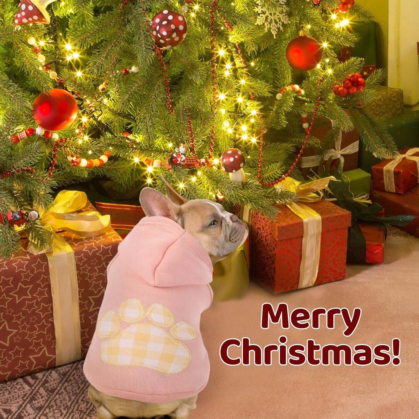 SAWMONG Dog Hoodie,Flannel Pet Hooded Sweater with Hat Puppy Pullover Sweater Shirt,Dog (Pink,2XL)