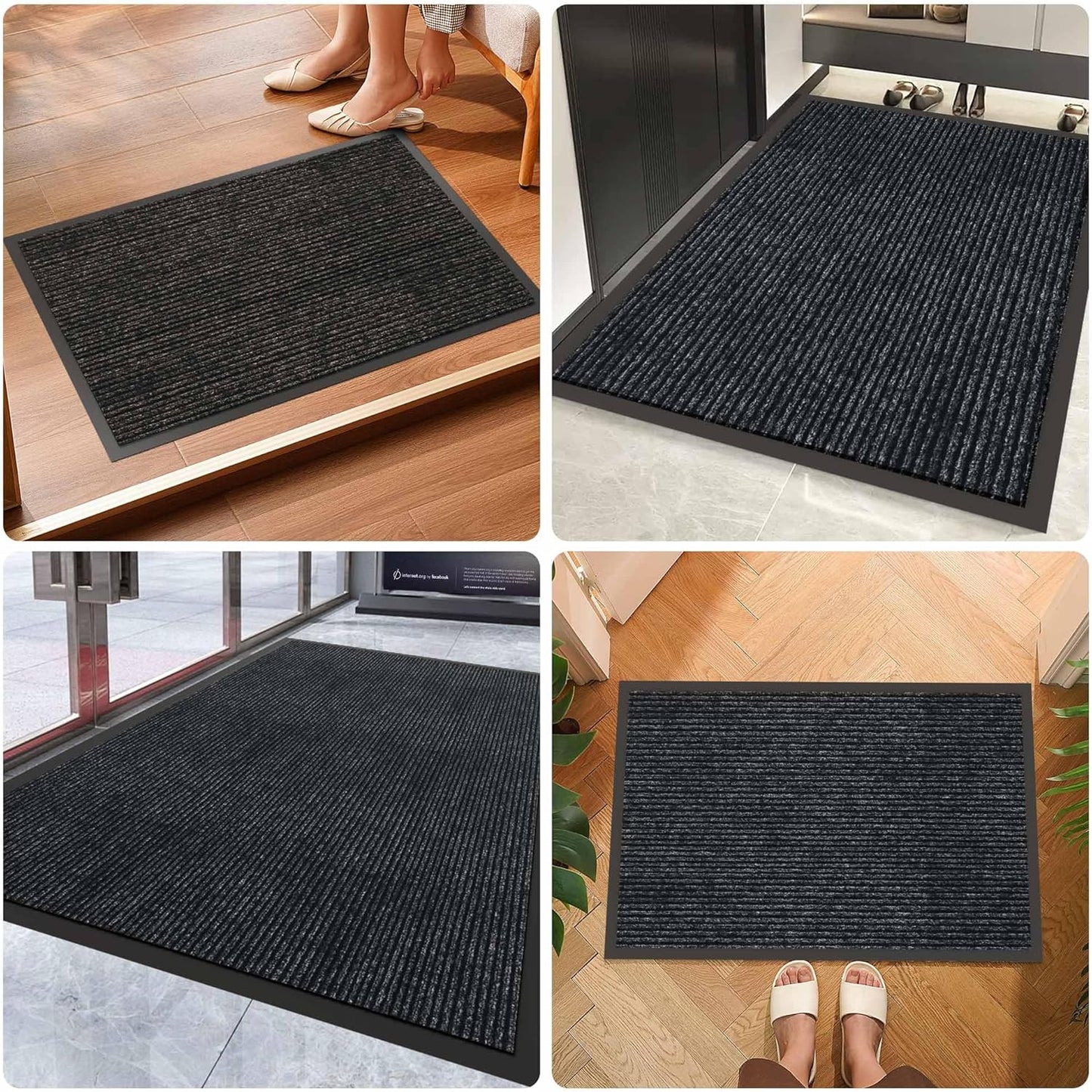 Indoor Outdoor Door Mat, 4’ x 3' Doormat for Entryway, Rubber Backing Non Slip Front Door Mat Outside Entrance, Super Absorbent Commercial Floor Mat for Home Office