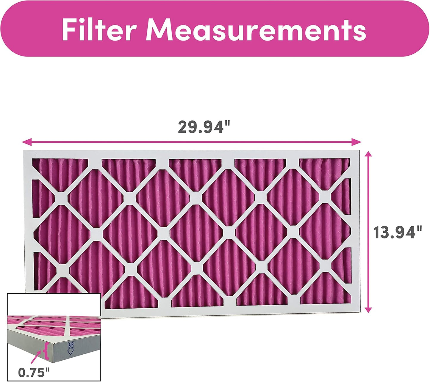 Colorfil 14x30x1 Air Filter (4-Pack) | Made in the USA | Color Changing | Remove Cat and Dog Odor | MERV 8 for Pet Hair Dander and Dust | 13.75"x29.75"x0.75" Exact Size