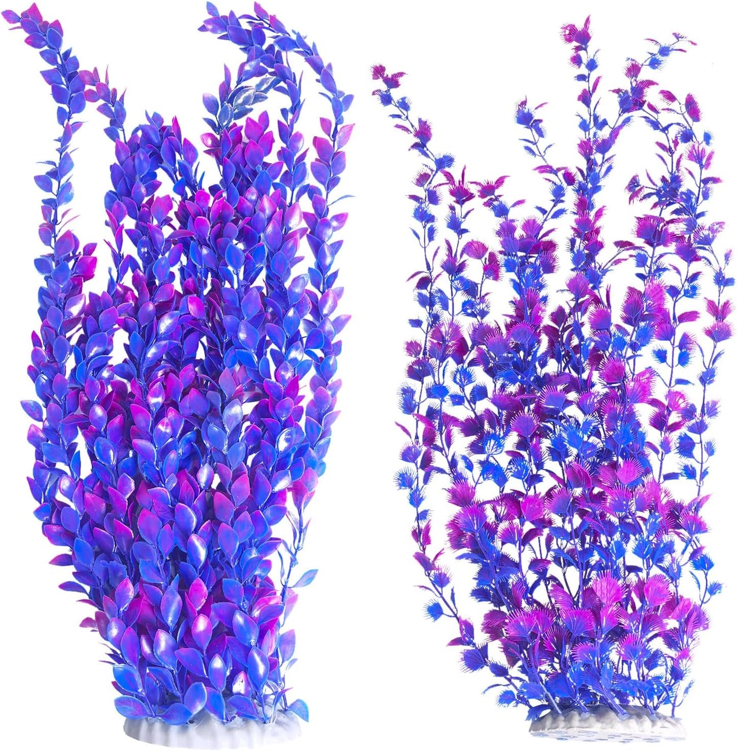 Hamiledyi Aquarium Plastic Plants Aquarium Decor Artificial Fish Tank Plants,Tall Fish Tank Decorations, Extra Large Aquarium Plant 23.6-inch Tall,2PCS(Purple Style A)
