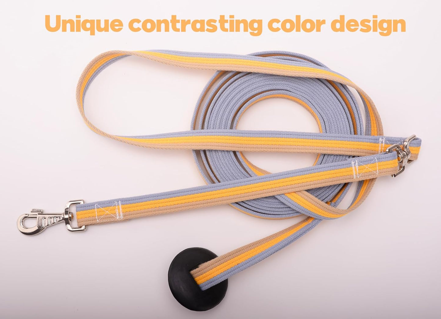 Cord Cotton Lunge Line with Rubber Stop,Equine Lunge Line for Horses with Swivel Bolt Snap,24 ft (Contrasting Colors, 24ft)