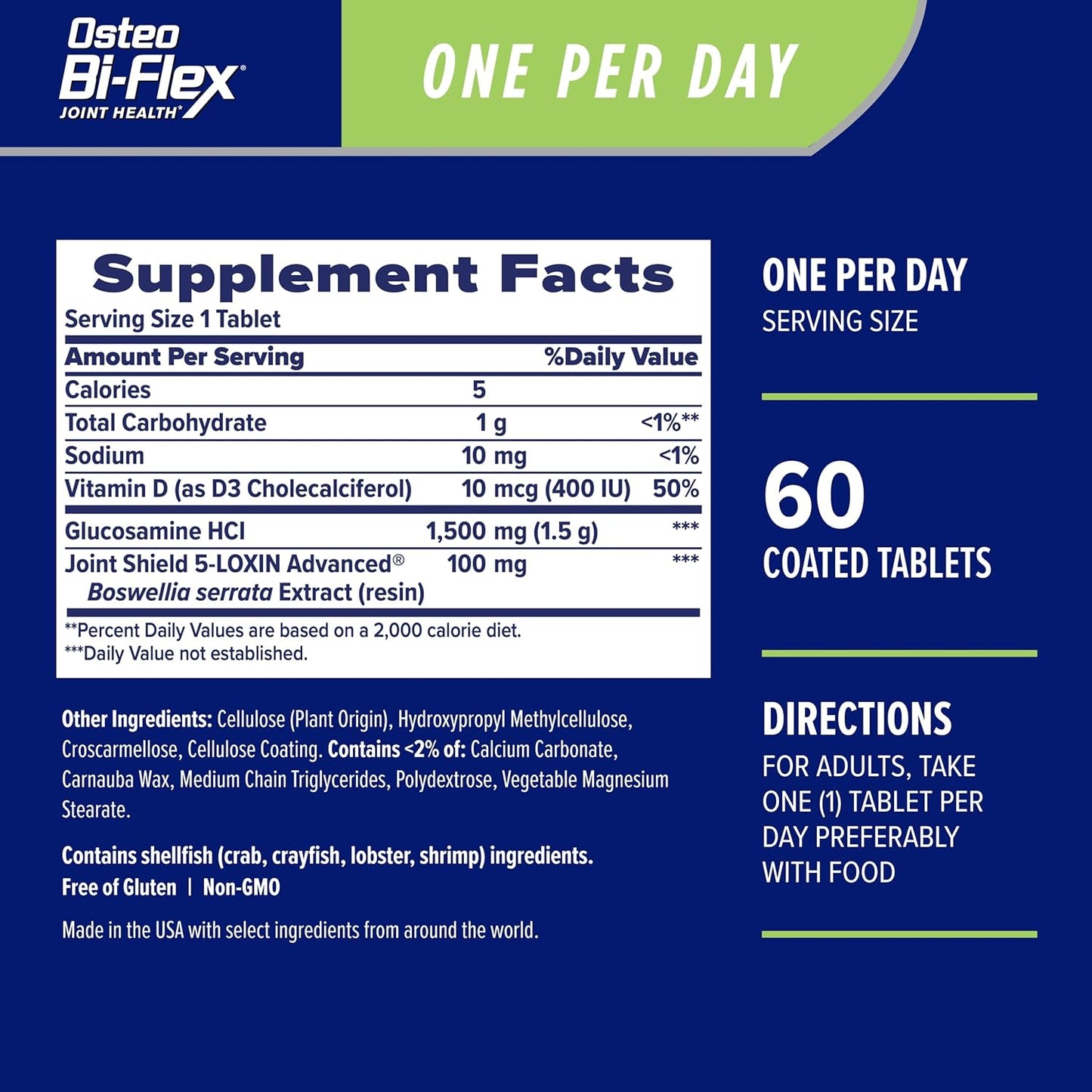 Osteo BiFlex One Per Day Glucosamine Joint Shield Dietary Supplement, Helps Strengthen Joints, 60 Count