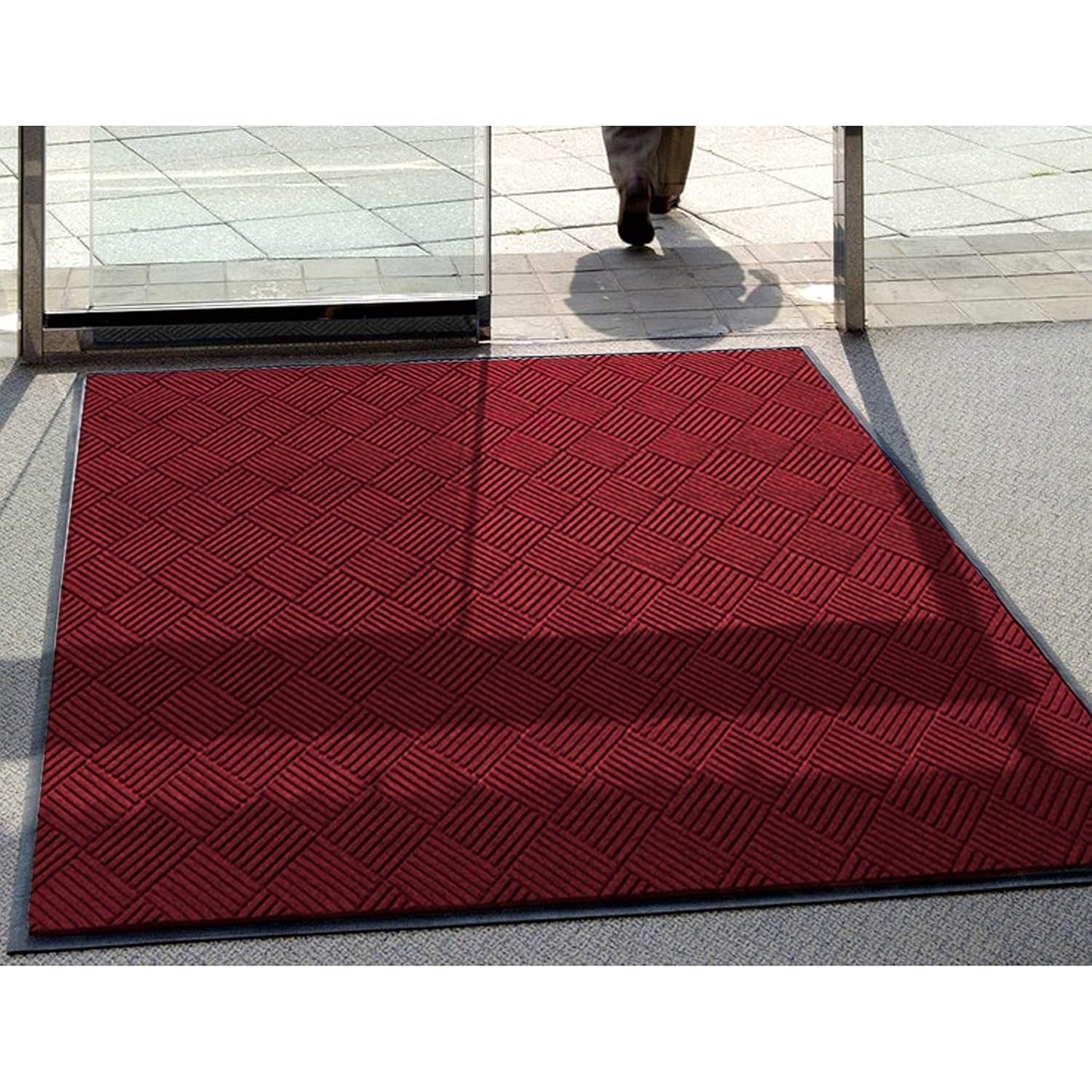 WaterHog Diamond | Commercial-Grade Entrance Mat with Rubber Border – Indoor/Outdoor, Quick Drying, Stain Resistant Door Mat (Red/Black, 6' x 8')