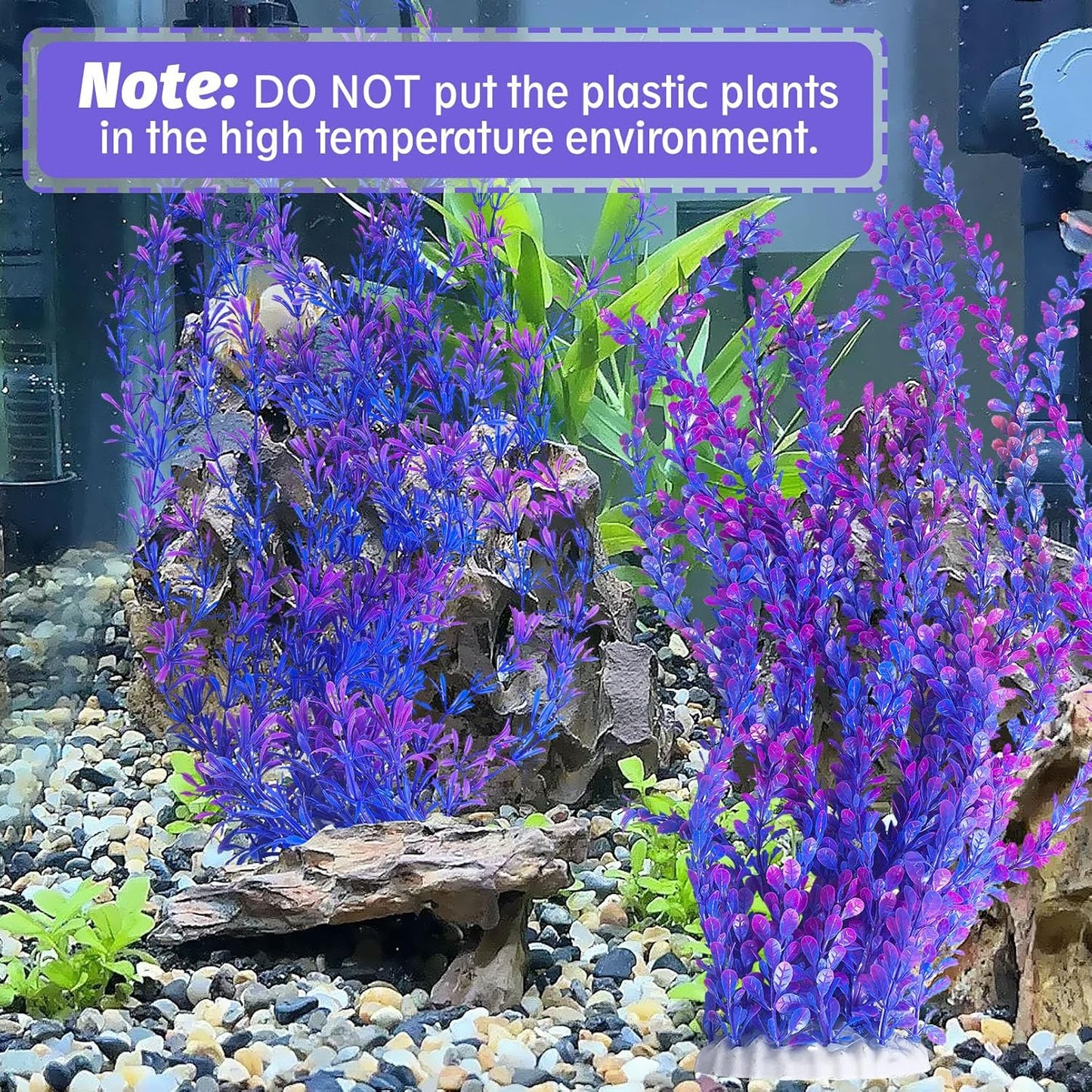 Hamiledyi Aquarium Plastic Plants Aquarium Decor Artificial Fish Tank Plants,Tall Fish Tank Decorations, Extra Large Aquarium Plant 23.6-inch Tall,2PCS(Purple Style B)