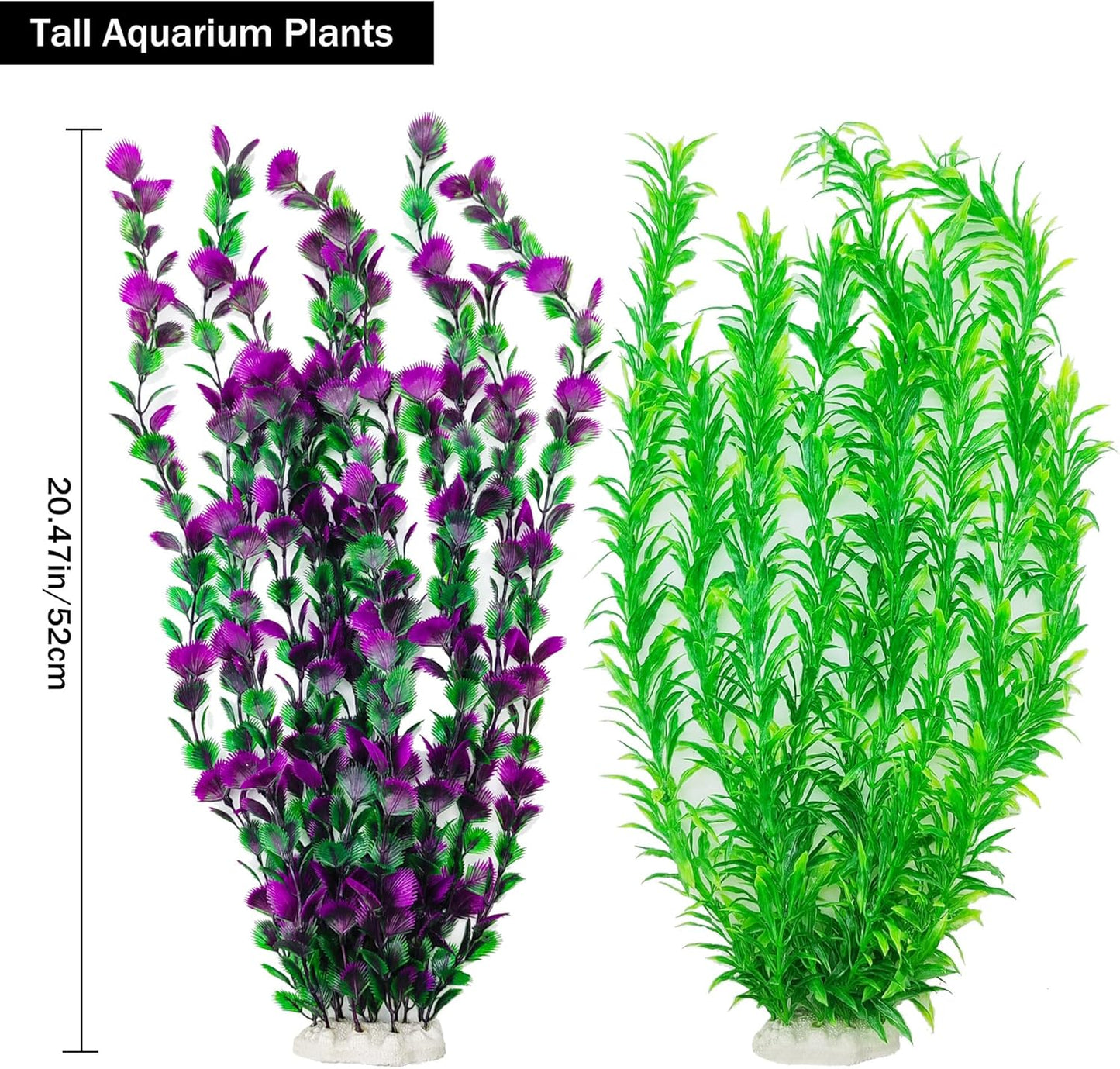 20.47 Inch Tall Aquarium Plants – Large Lifelike Artificial Fish Tank Decorations, 2 Pcs Fish Tank Plants Plastic,Durable & Safe for Freshwater/Saltwater Aquariums (Green (Style D))