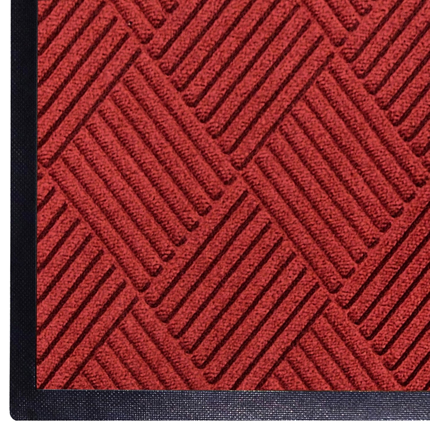 M + A Matting WaterHog Diamond | Commercial-Grade Entrance Mat with Rubber Border – Indoor/Outdoor, Quick Drying, Stain Resistant Door Mat (Solid Red, 4' x 12')