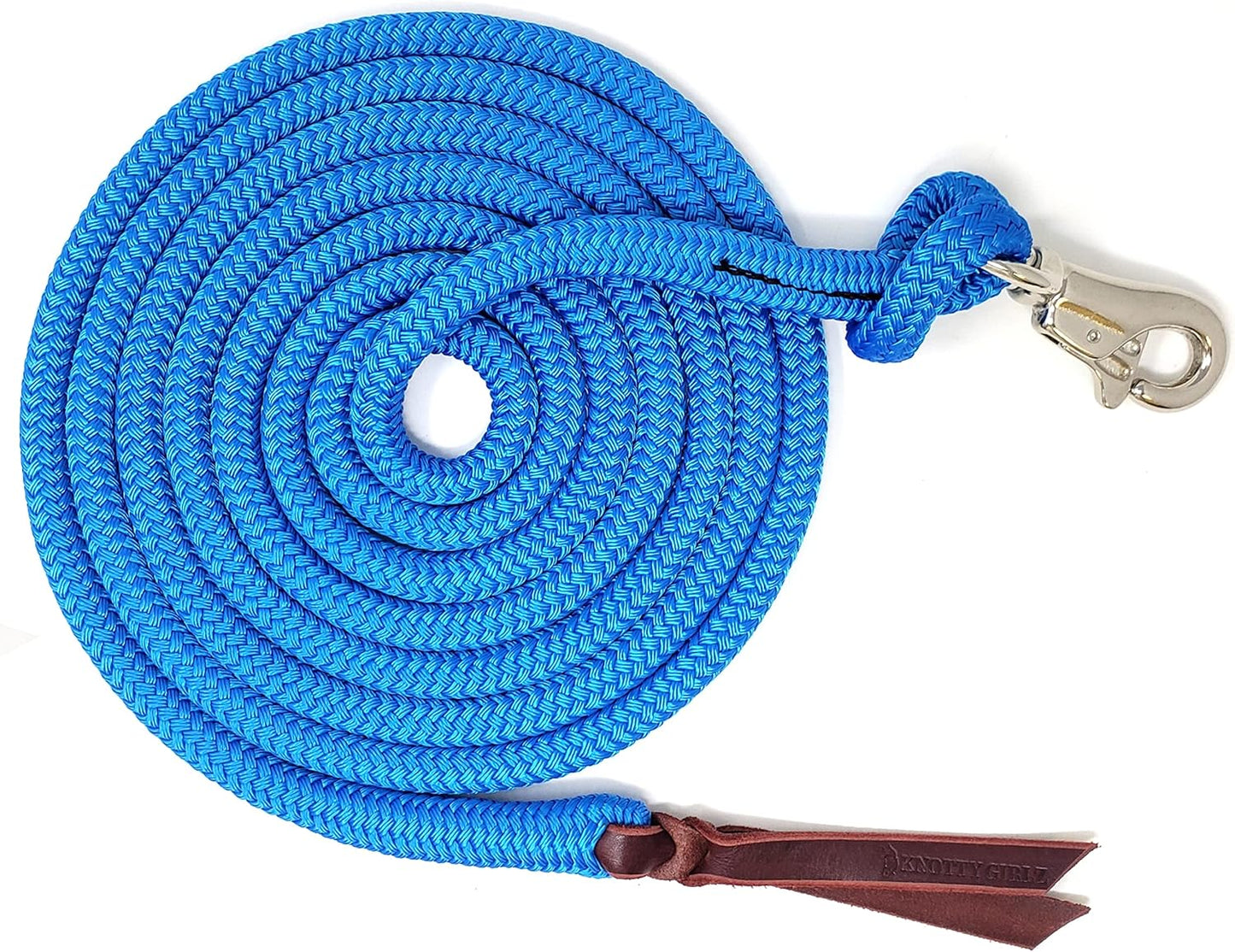 Premium 1/2" Samson EQ Yacht Braid Lead Rope with Nickel Trigger Bull Snap. Option for 12ft, 14ft and 16ft Lengths (Blue, 16 FT)