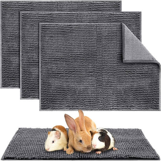 Amylove 4 Pcs Guinea Pig Cage Liner Guinea Pig Bedding Washable Fleece Pee Pads Reusable Small Animals Training Mat Small Animal Sleeping Bed for Bunny Hamster(Dark Gray,16 x 24 Inch)