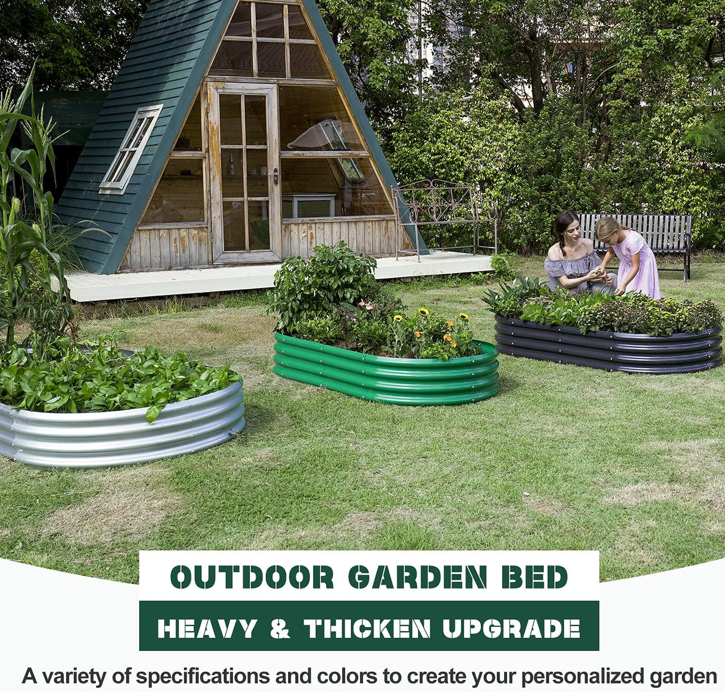 Land Guard 8×4×1 ft Galvanized Raised Garden Bed Kit,Raised Garden Boxes Outdoor, Oval Metal Raised Garden Beds for Vegetables……