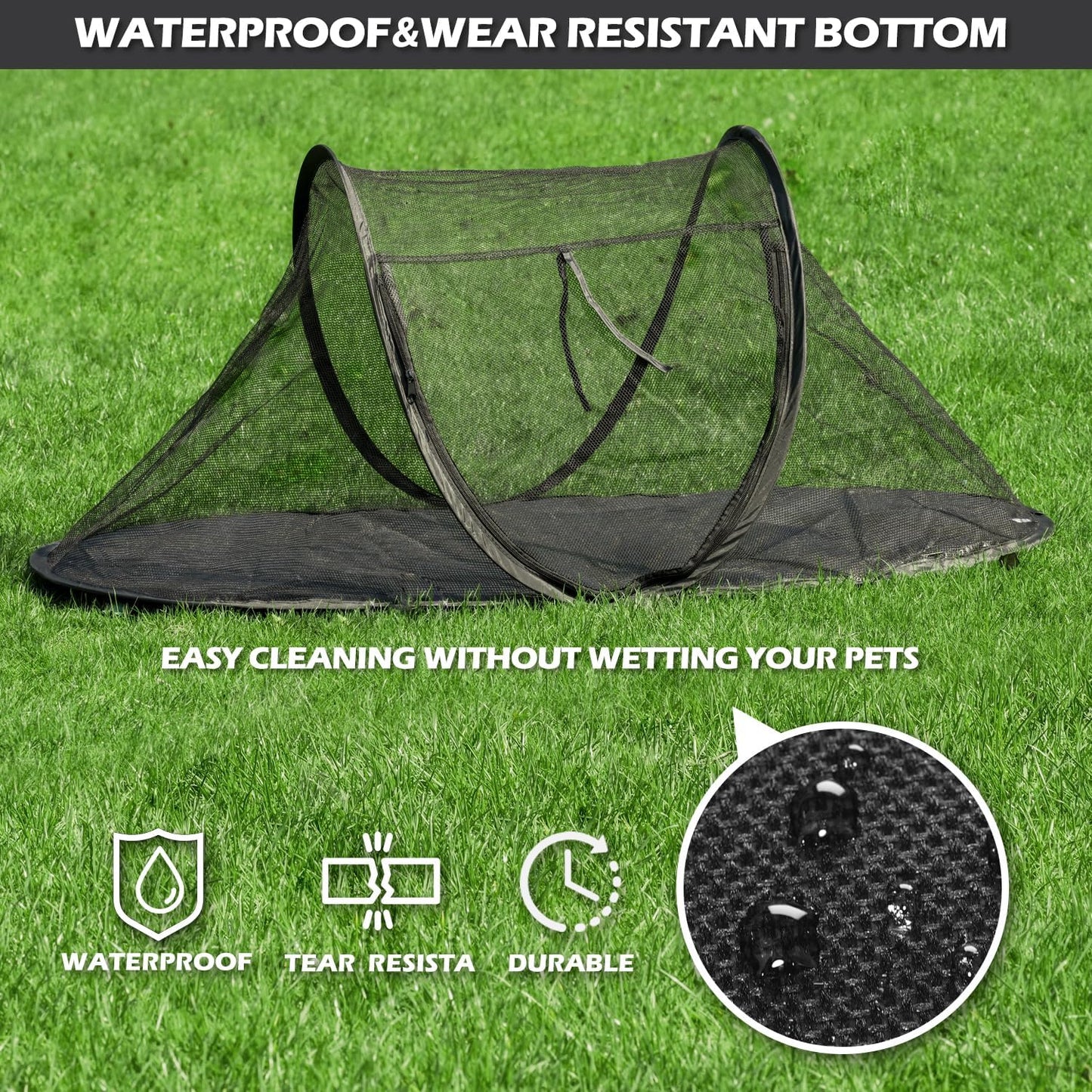 Cat Tent Outdoor, Pet Enclosure Tent Suitable for Cats and Small Animals, Indoor Playpen Portable Exercise Tent with Carry Bag(Black)