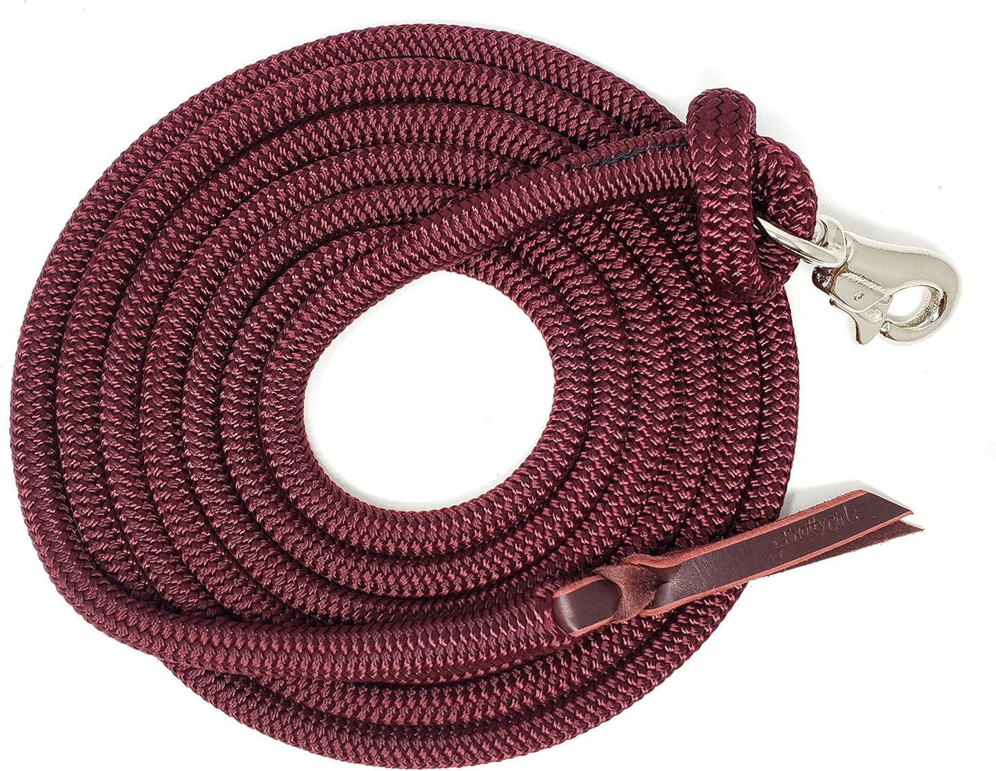 Double Braid Lead Rope with Eye Splice Loop, 12-14FT Lengths (Burgundy, 14 ft.)