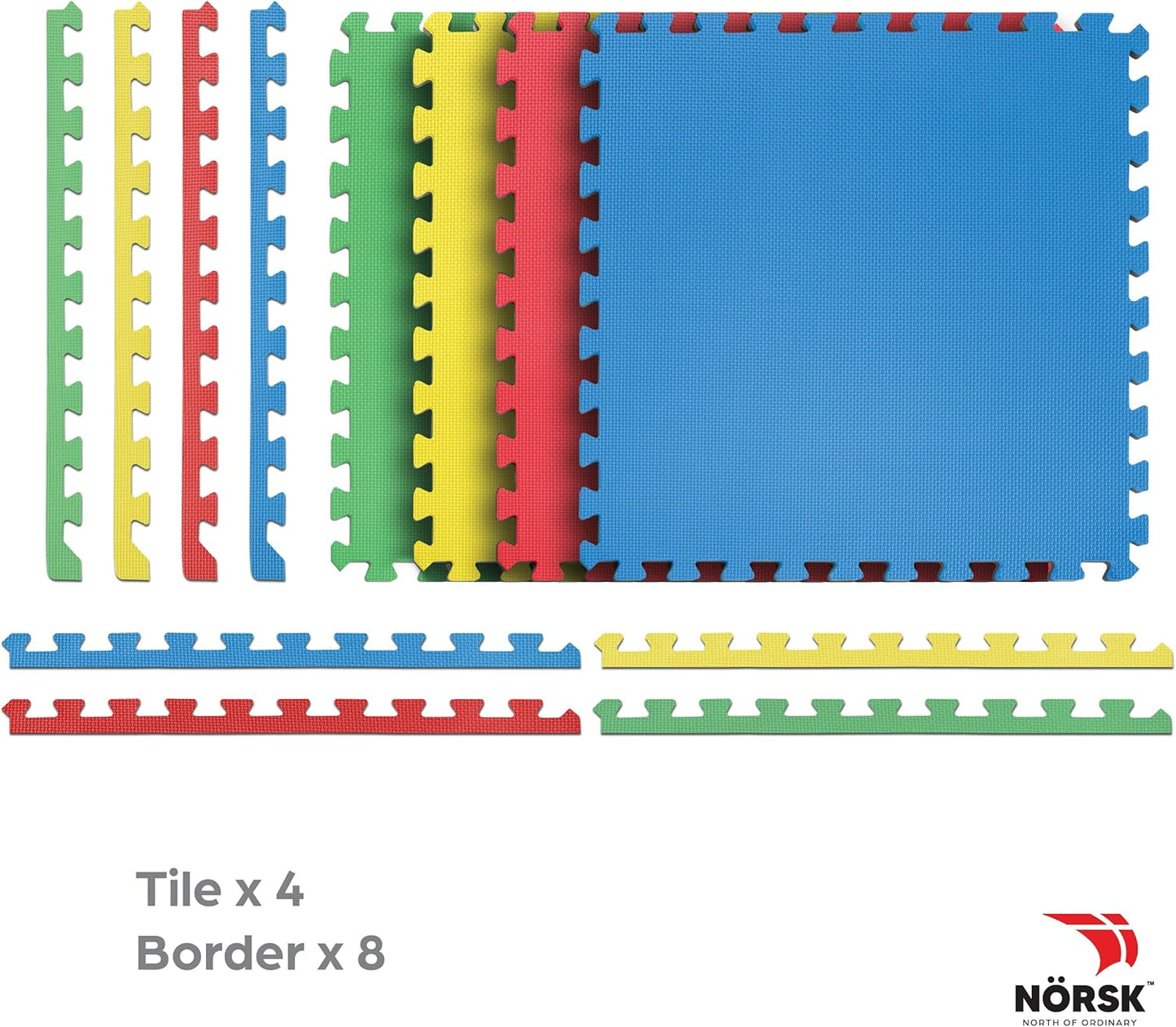 Norsk Reversible Kids Puzzle Play Mats 1/2" Thick EVA Interlocking Foam Tiles (Multicolor/Black 28 Tiles - 112 sq. Ft. 1/2" Thick)