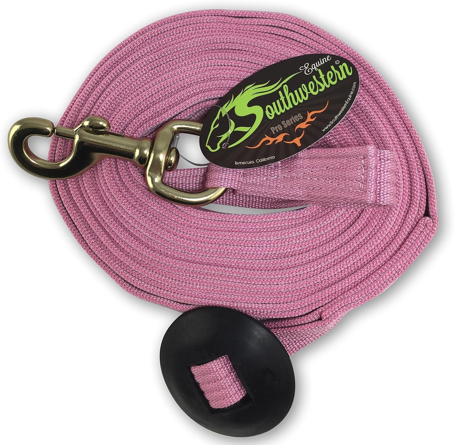 Southwestern Equine Lunge Line for Horses Cotton Horse Lunge Line with Bolt Snap & Rubber Stop (Pink, 24')