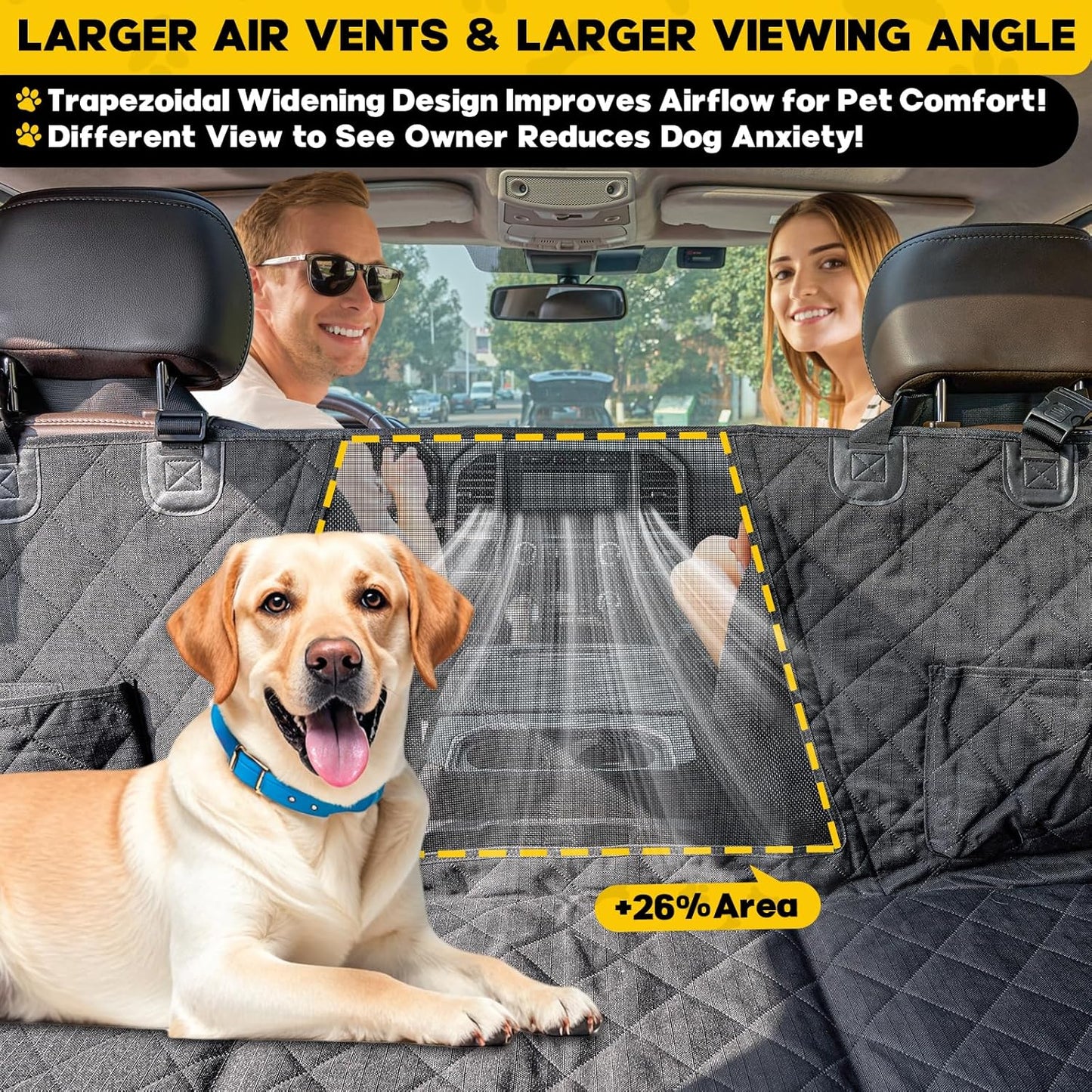 Tough Truck Dog Seat Cover for Back Seat, Dog Hammock for Car Extender with Hard Bottom,Rip-Stop 100% Waterproof Pet Seat Protector for F150/RAM1500/Silverado