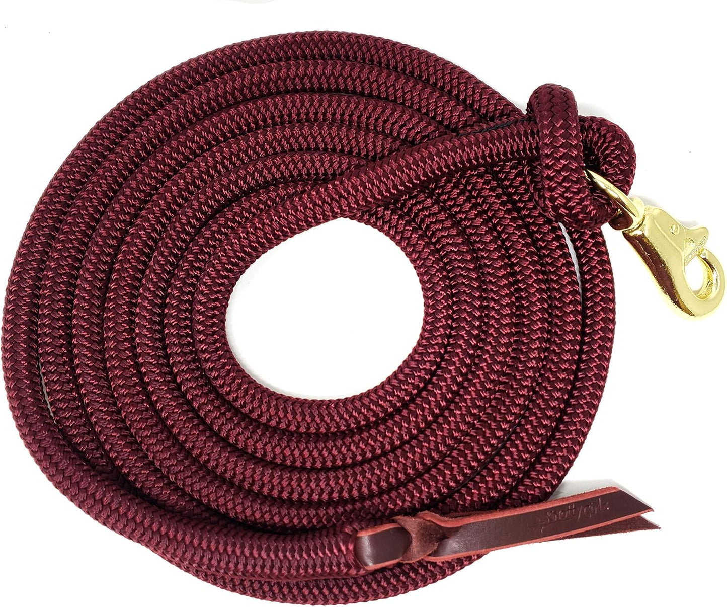 Double Braid Lead Rope with Eye Splice Loop, 12-14FT Lengths (Burgundy, 14 ft.)
