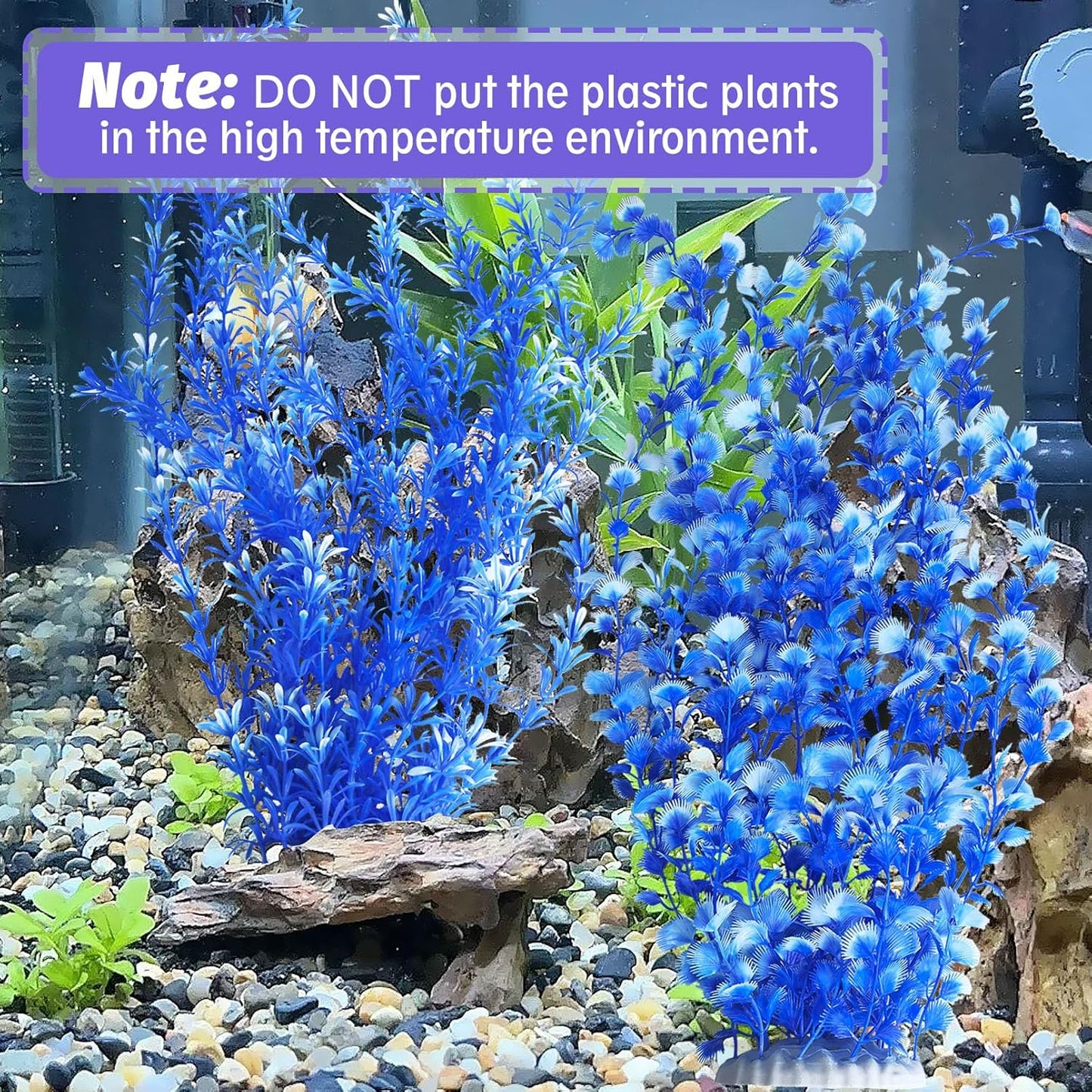 Hamiledyi Aquarium Plastic Plants Aquarium Decor Artificial Fish Tank Plants,Tall Fish Tank Decorations, Extra Large Aquarium Plant 23.6-inch Tall,2PCS(Blue)