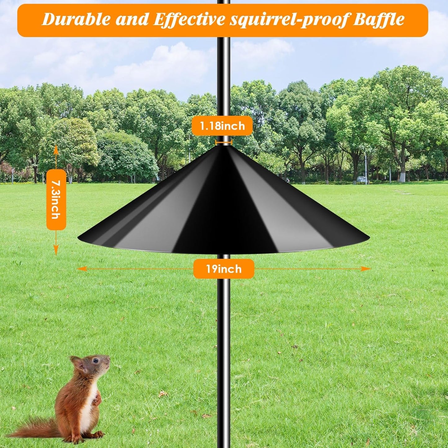 FEED GARDEN 92 Inch Adjustable Shepherd Four Hooks with Squirrel Baffle Heavy Duty Garden Hooks 5-Prong Base Bird Feeder Pole for Hanging Plant Baskets Solar Lights Lanterns