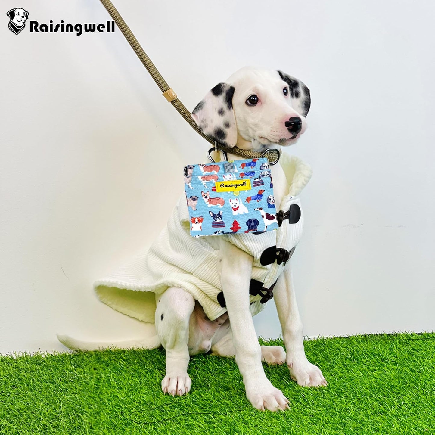 Dog Treat Pouch,Cotton Pocket Sized Training Holder, Hand Free Walking Funny Bag with Carabiner, Self-Closing Pet Feed Snack Reward, Behavior Aids for Puppy Travel or Outdoor Use(Dog Puzzle)