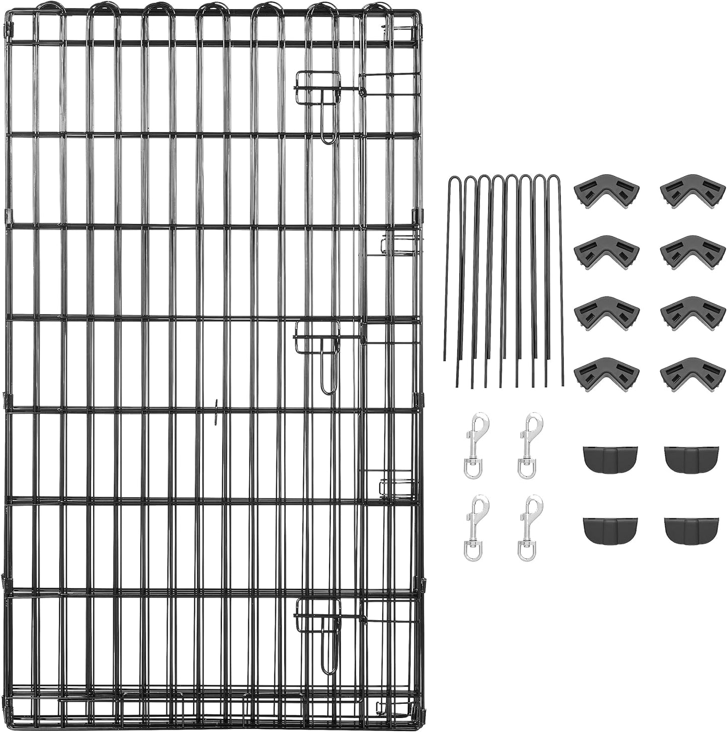 Amazon Basics Foldable Octagonal Metal Exercise Dog Playpen - Indoor/Outdoor, Single Door, Large (8 Panels, 24 x 42), Easy to assemble and store, 42" - Large, Black