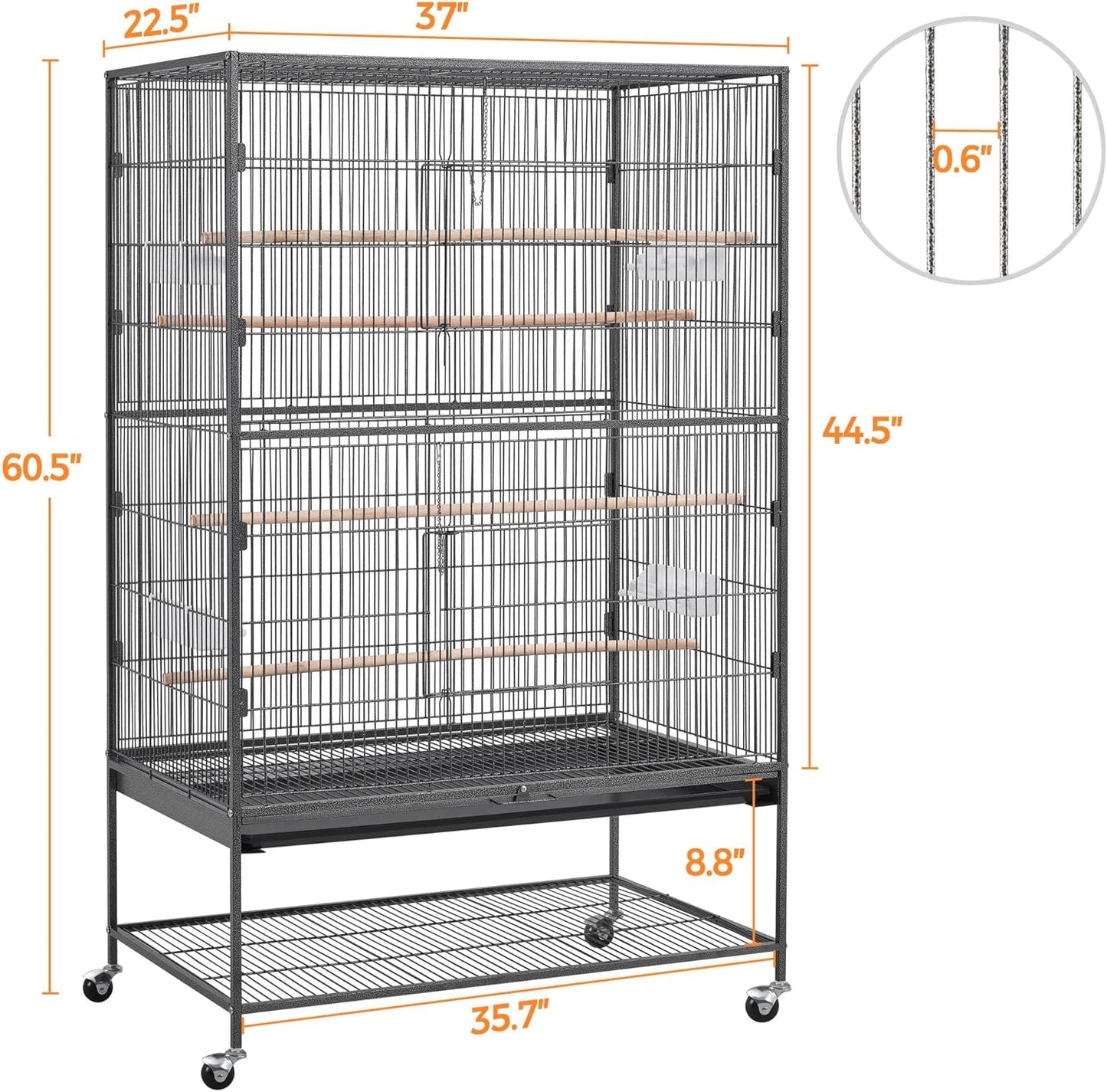 Yaheetech 60.5inch Extra Large Bird Cage Metal Parrot Cage Flight Cage for Cockatiels African Grey Quaker Green Cheek Sun Conure Medium Birds Parrots