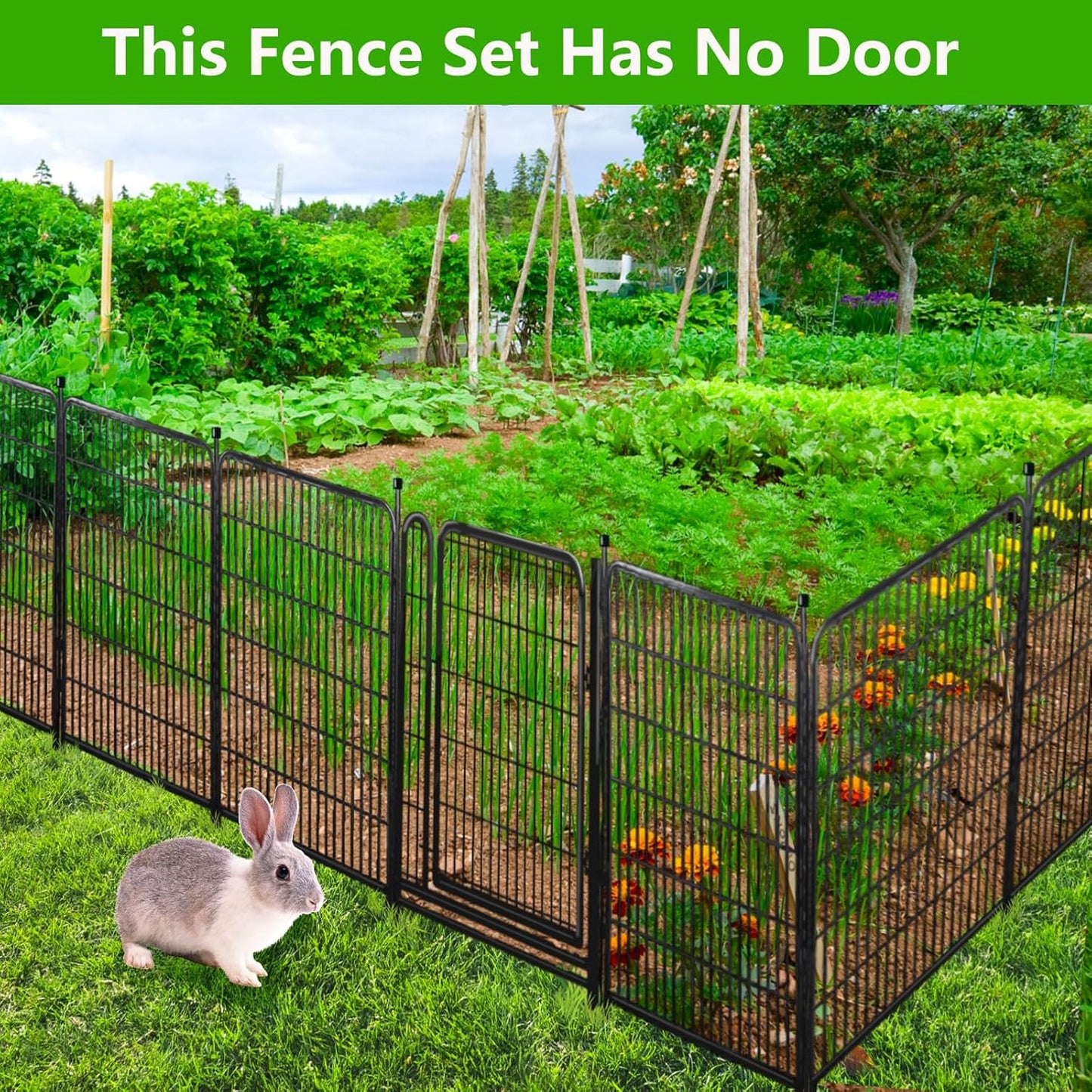 40in(H) Doorless Fence for Garden 14 Panels, 31.2 Ft(L) Barrier, Outdoor Garden Protection for Dogs Low Threshold,Indoor Fence Without Gate