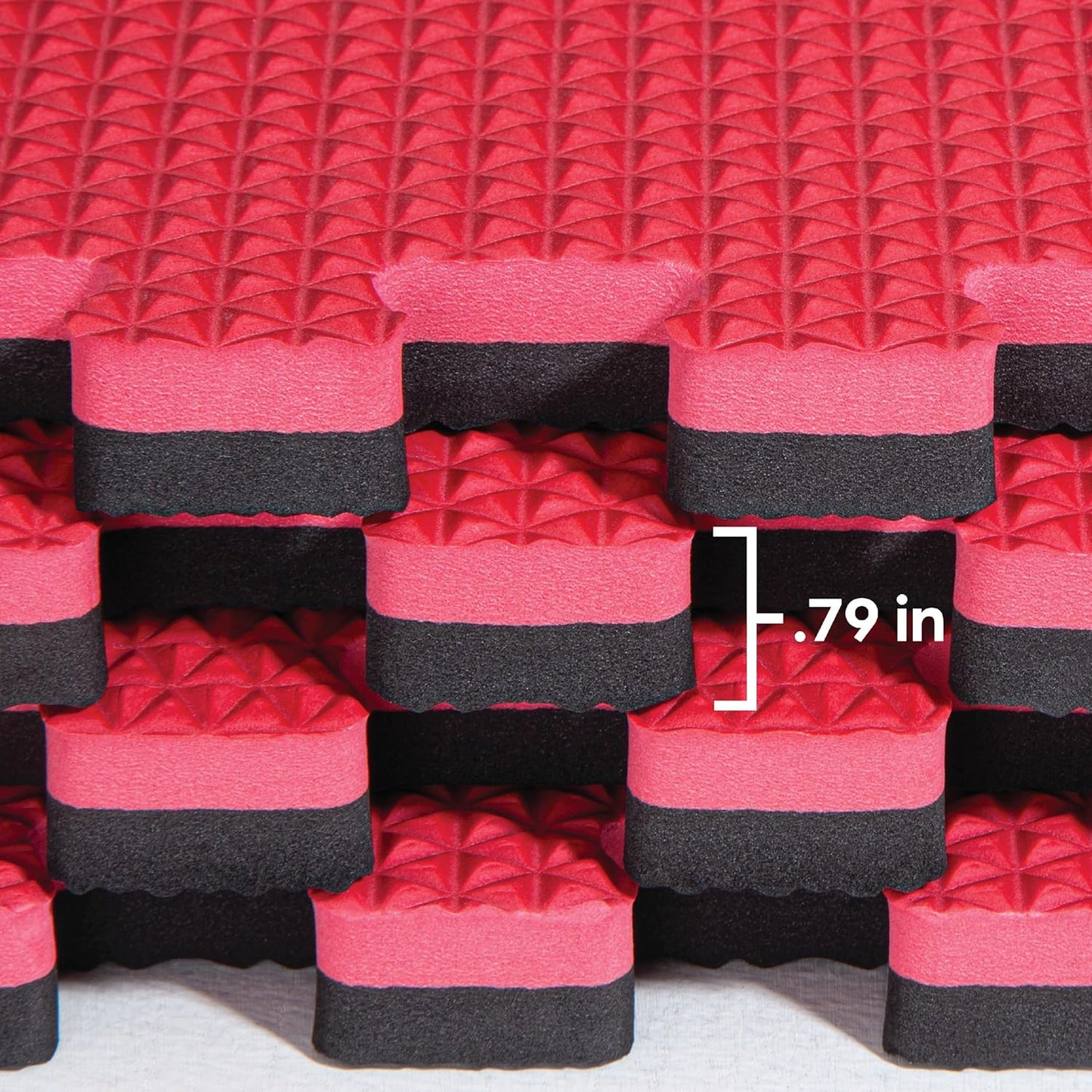 Norsk Reversible Gym Exercise Mats 3/4" Thick EVA Interlocking Foam Tiles, Perfect Home Gym Flooring, 20 Tiles & 40 Trim Pieces, 80 Sq. Ft. Reversible, Red/Black