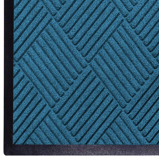 WaterHog Diamond | Commercial-Grade Entrance Mat with Rubber Border – Indoor/Outdoor, Quick Drying, Stain Resistant Door Mat (Medium Blue, 3' x 10')