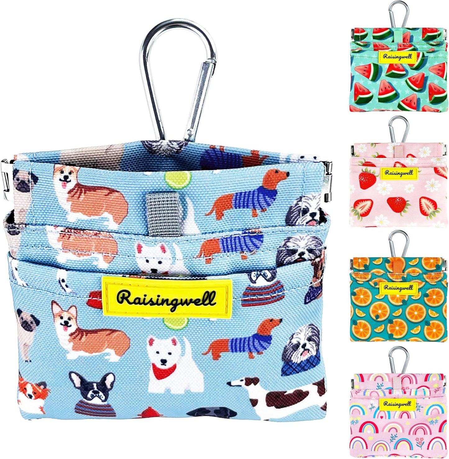 Dog Treat Pouch,Cotton Pocket Sized Training Holder, Hand Free Walking Funny Bag with Carabiner, Self-Closing Pet Feed Snack Reward, Behavior Aids for Puppy Travel or Outdoor Use(Dog Puzzle)