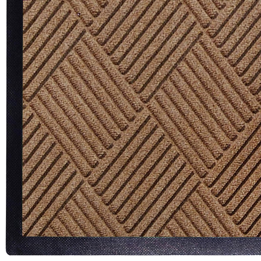 WaterHog Diamond | Commercial-Grade Entrance Mat with Rubber Border – Indoor/Outdoor, Quick Drying, Stain Resistant Door Mat (Medium Brown, 3' x 12')