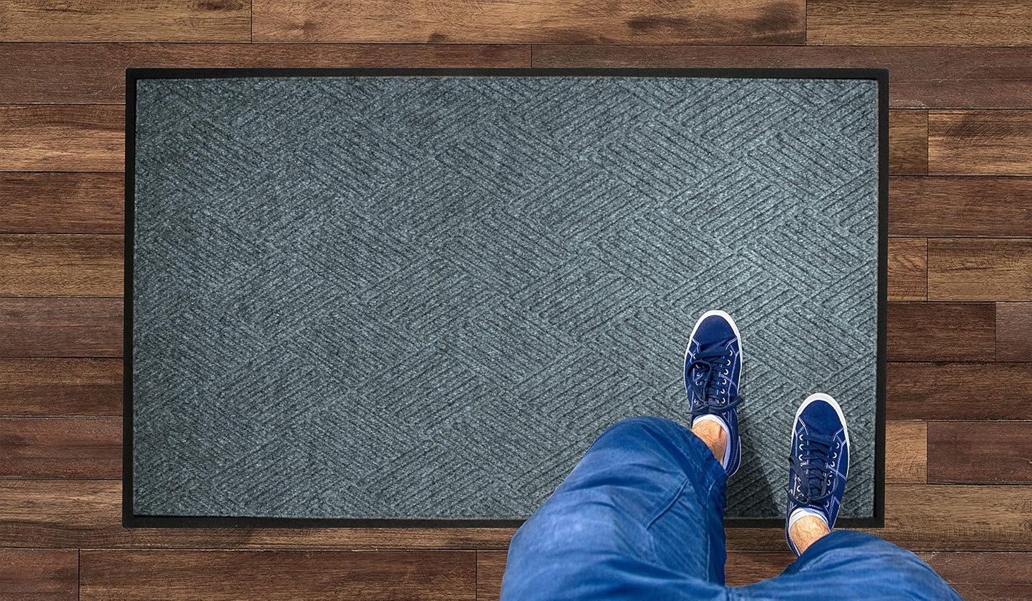 M+A Matting WaterHog Diamond | Commercial-Grade Entrance Mat with Rubber Border – Indoor/Outdoor, Quick Drying, Stain Resistant Door Mat (Bluestone, 3' x 5')