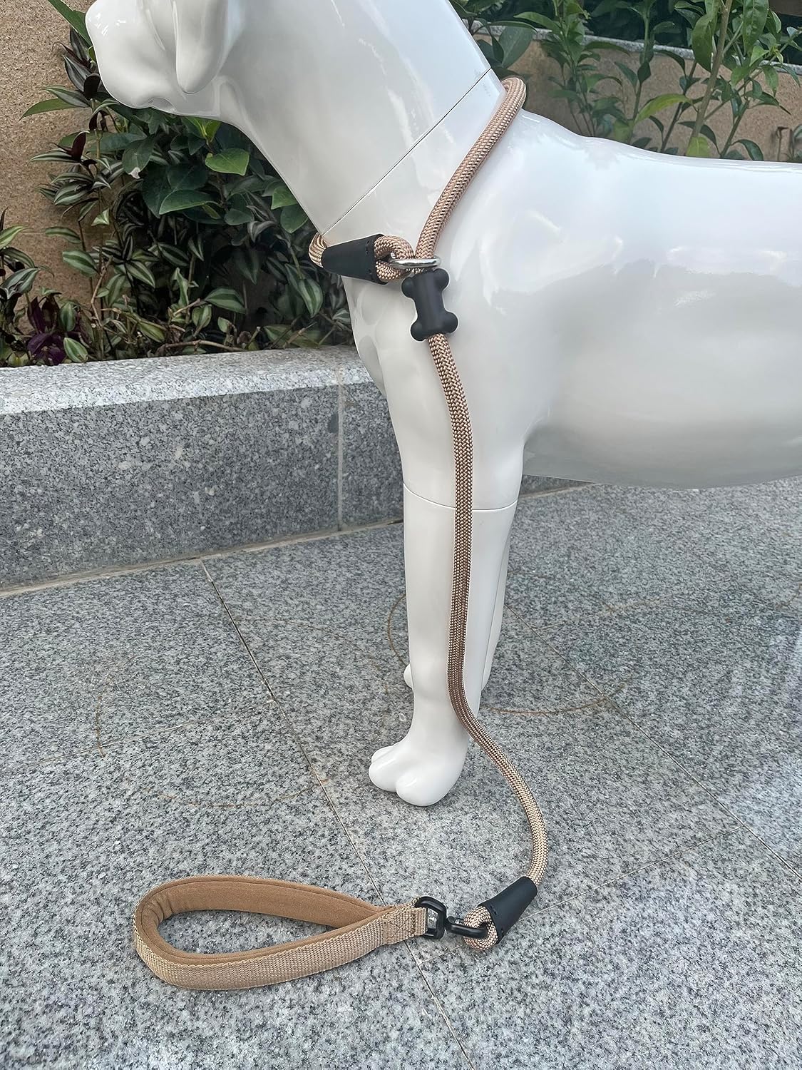 Slip Lead Dog Leash,Strong Nylon Rope Leash and Padded Handle,No Pull Outdoor Walking Training Lead for Small Medium Large Dogs(Light Military Tan, 1/2"×4ft)