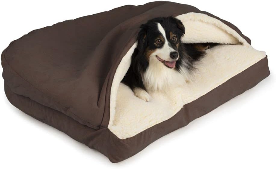 Snoozer Pet Products Luxury Rectangle Cozy Cave Dog Bed with Microsuede, Medium, Hot Fudge